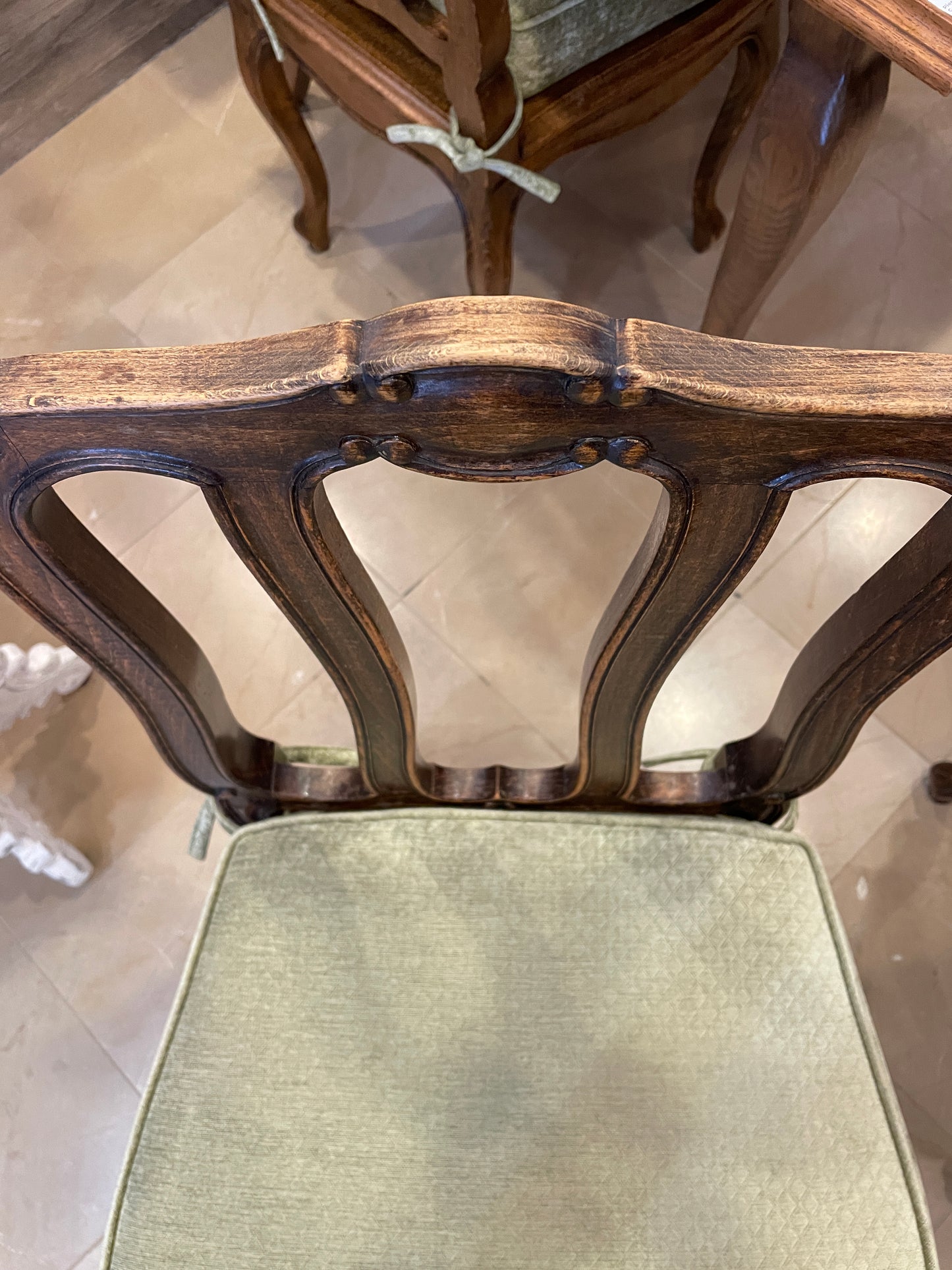 Set of 6 Antique Louis XV Caned Seat Dining Chairs (0NW00I)