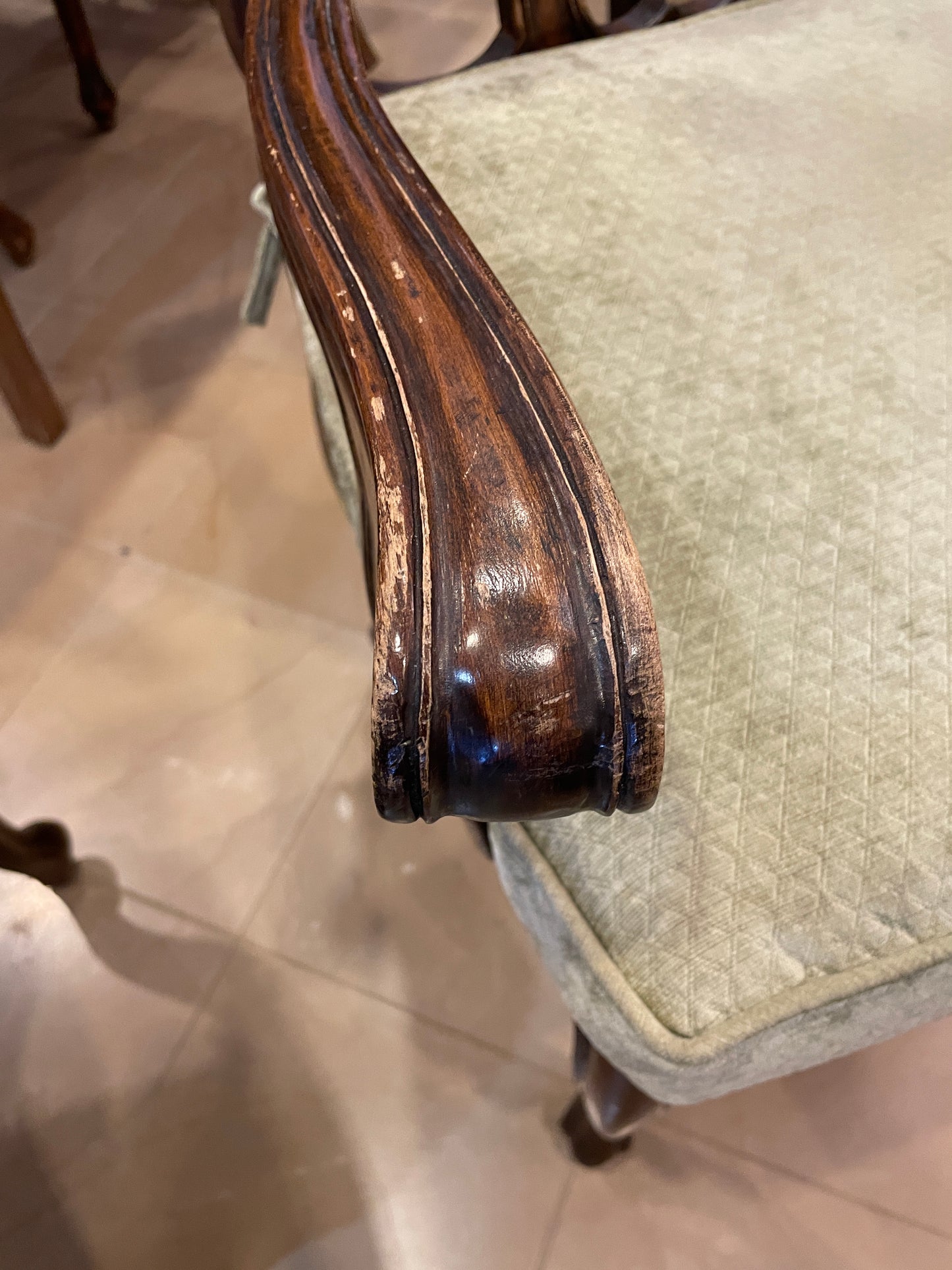 Set of 6 Antique Louis XV Caned Seat Dining Chairs (0NW00I)