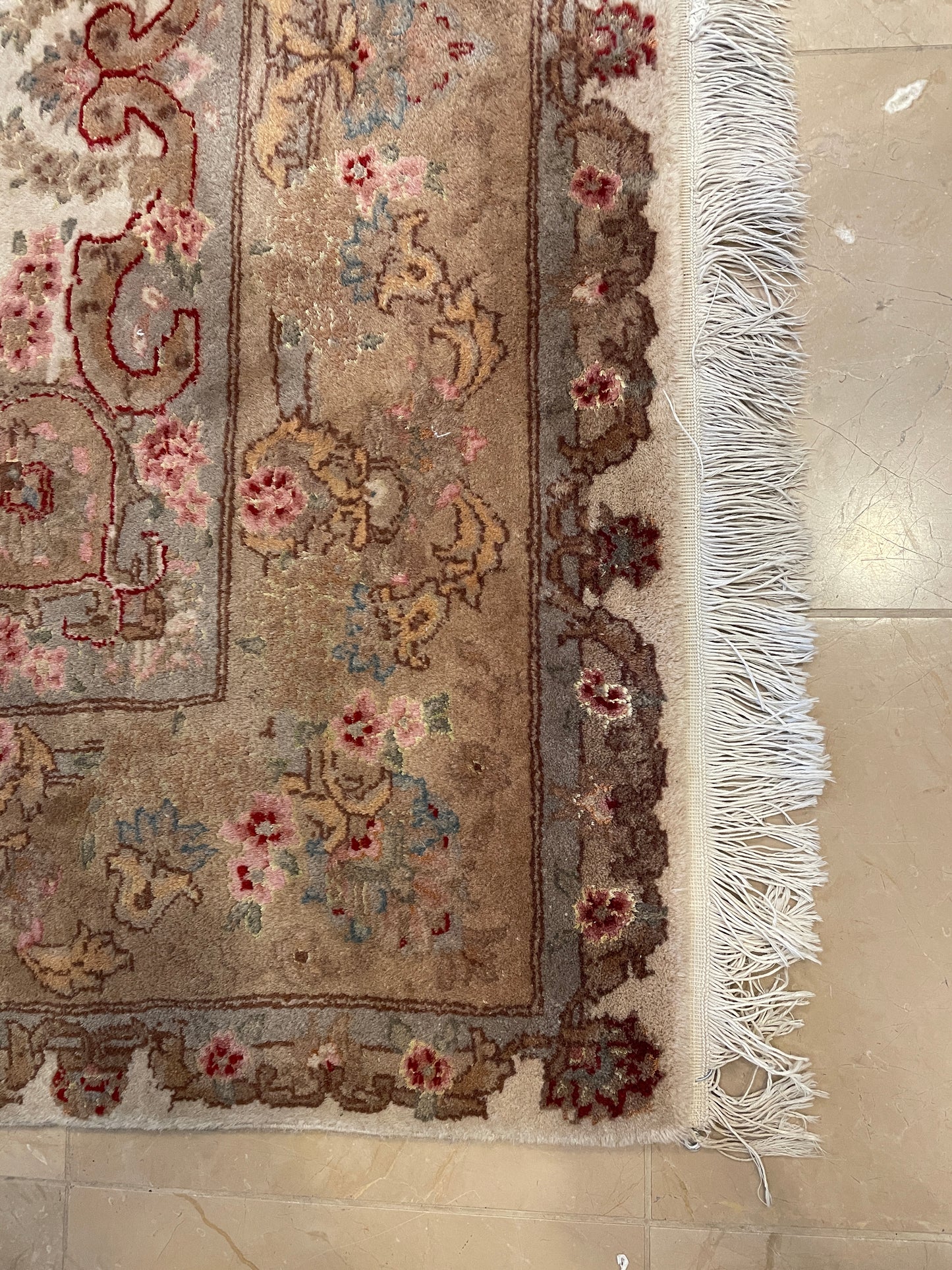 Hand Knotted Cream Floral Wool Rug, AS IS (3'10x5'10) (0EX003)