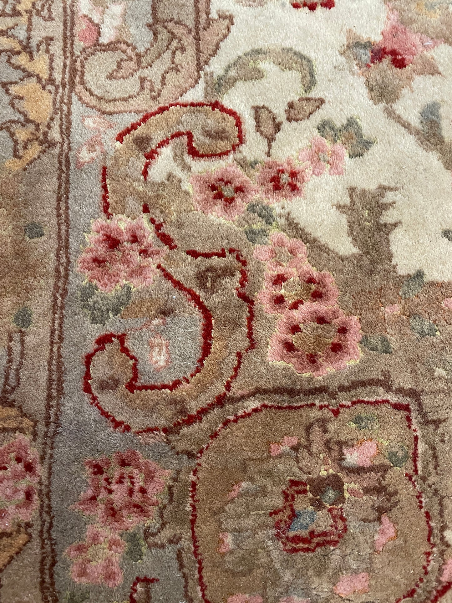 Hand Knotted Cream Floral Wool Rug, AS IS (3'10x5'10) (0EX003)
