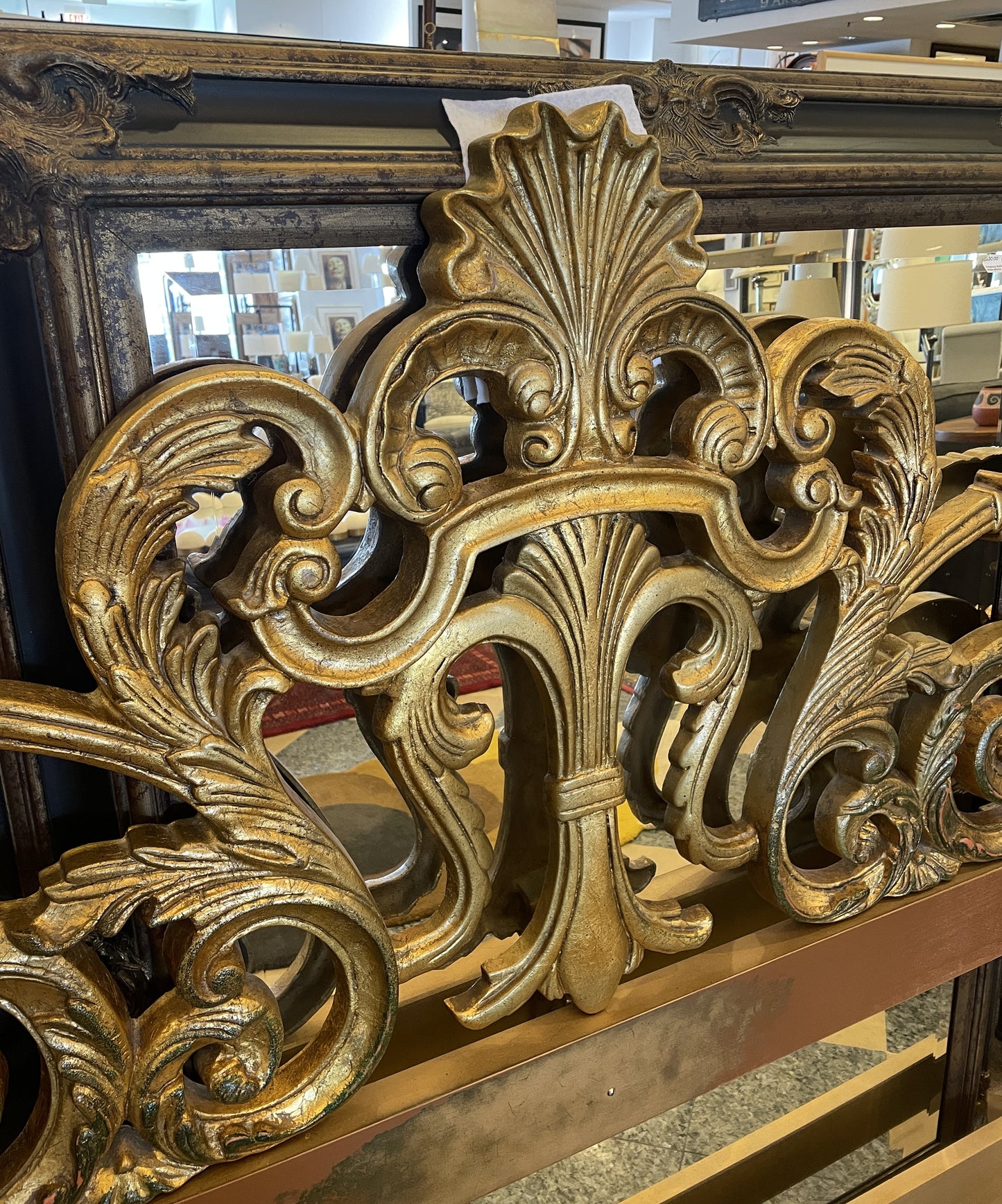 Vintage Rococo Gilded Iron Headboard, King (0JO004)