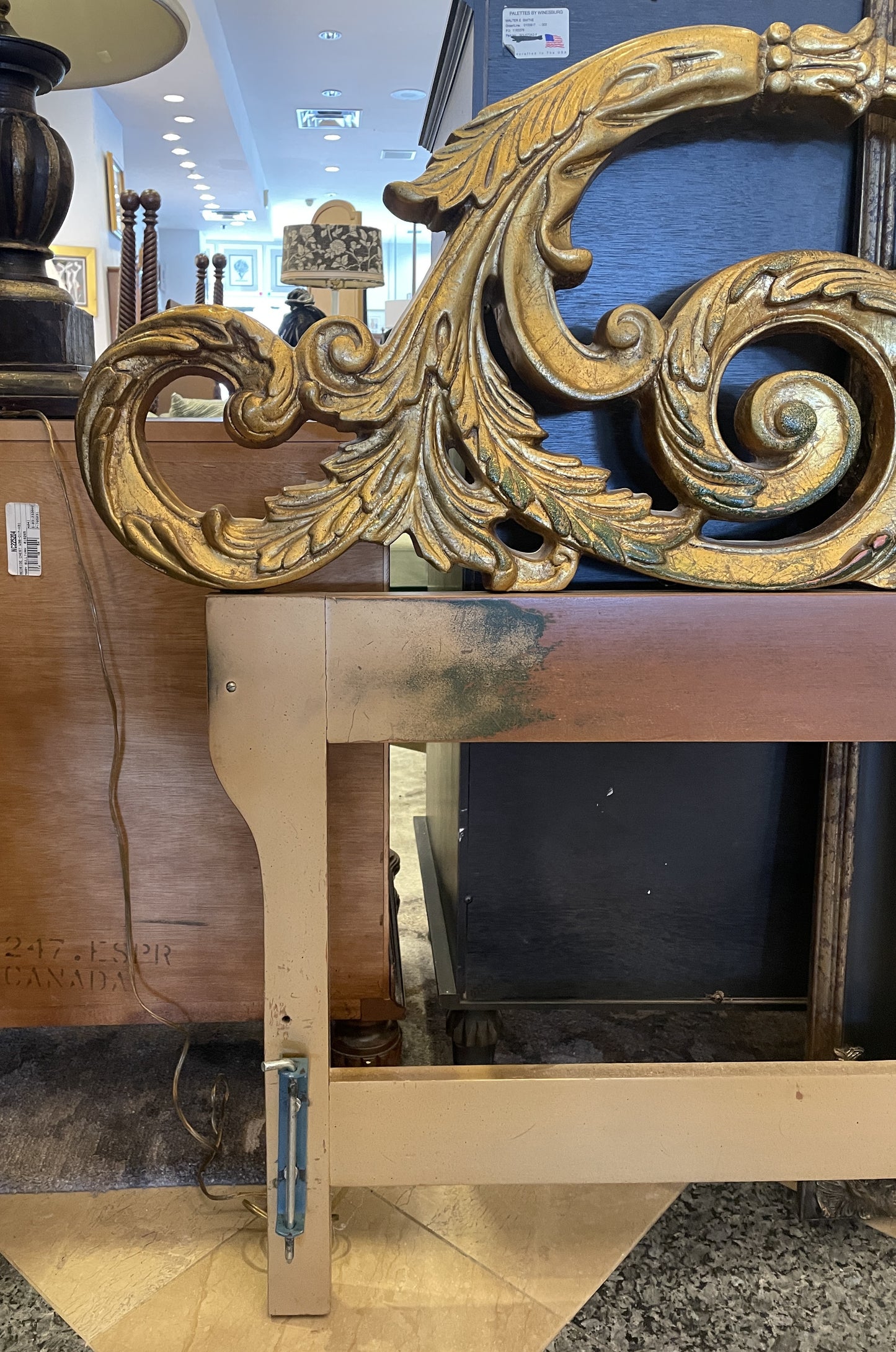 Vintage Rococo Gilded Iron Headboard, King (0JO004)