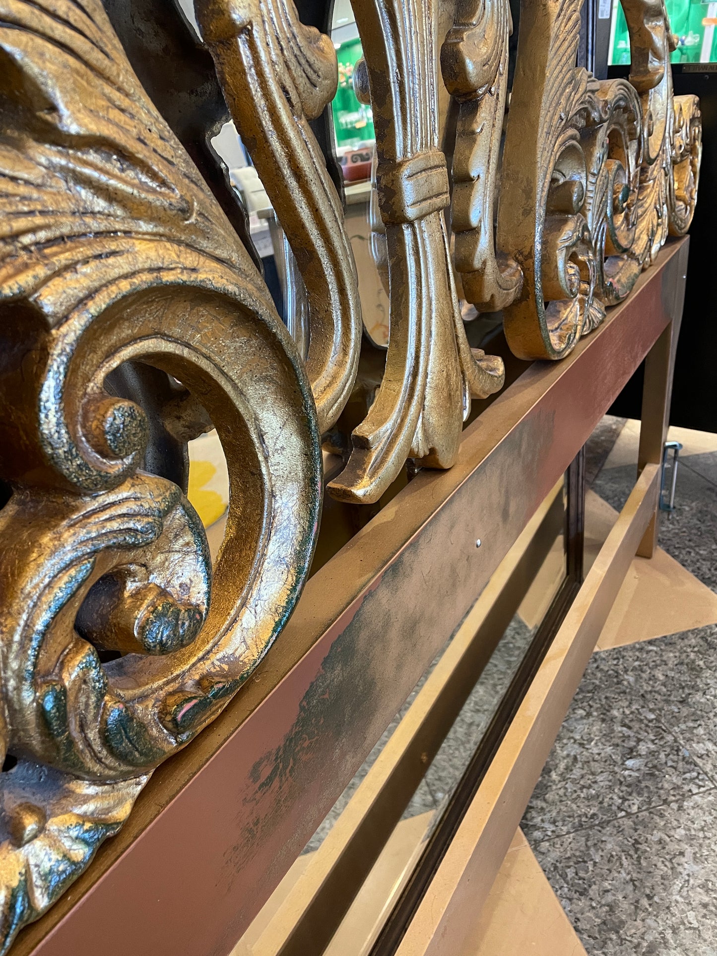 Vintage Rococo Gilded Iron Headboard, King (0JO004)