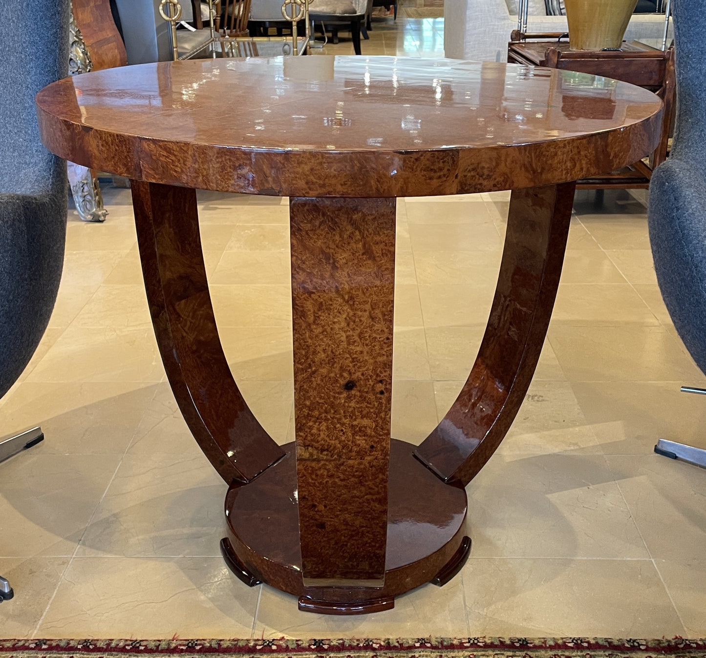 Jules Leleu Style Art Deco Burled Center Table (0KP00T)