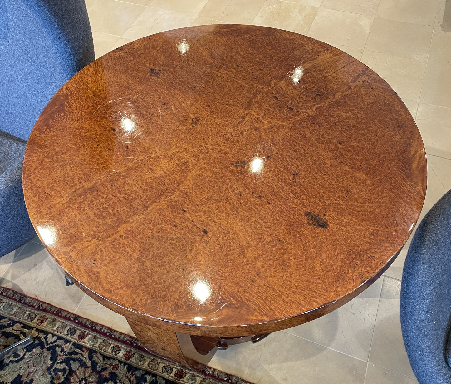 Jules Leleu Style Art Deco Burled Center Table (0KP00T)