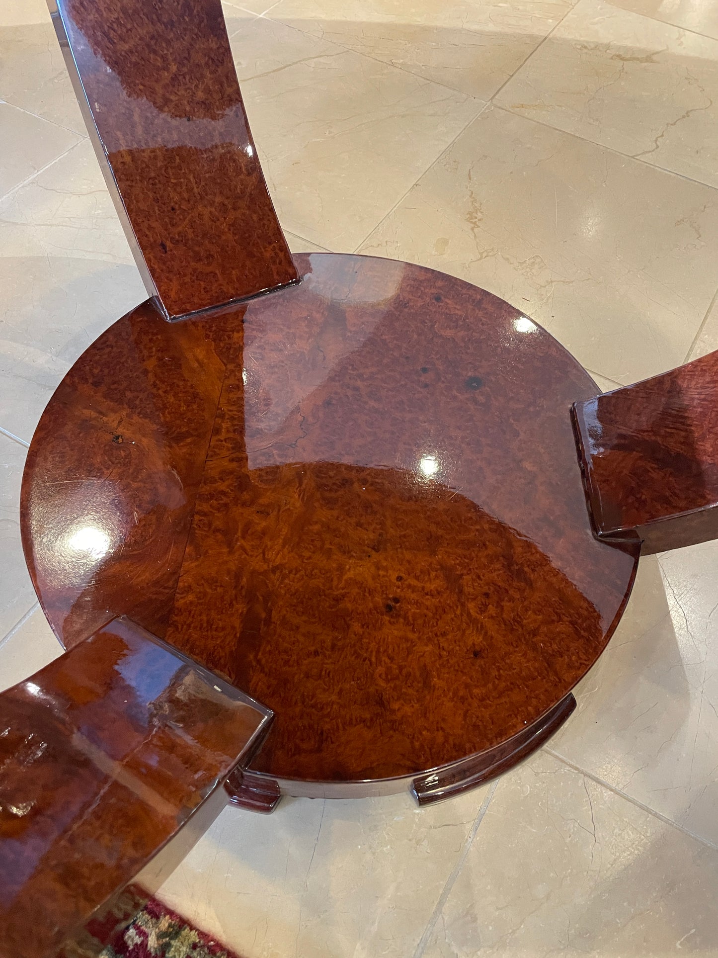 Jules Leleu Style Art Deco Burled Center Table (0KP00T)