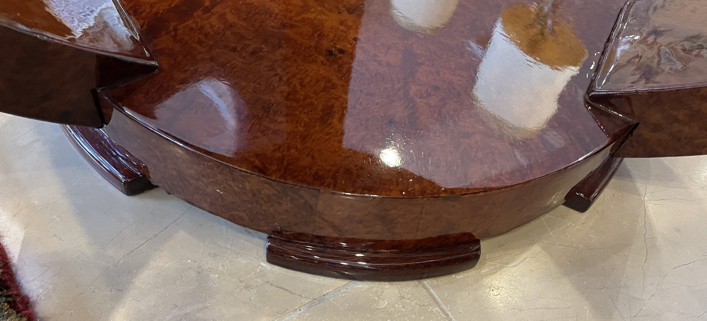 Jules Leleu Style Art Deco Burled Center Table (0KP00T)