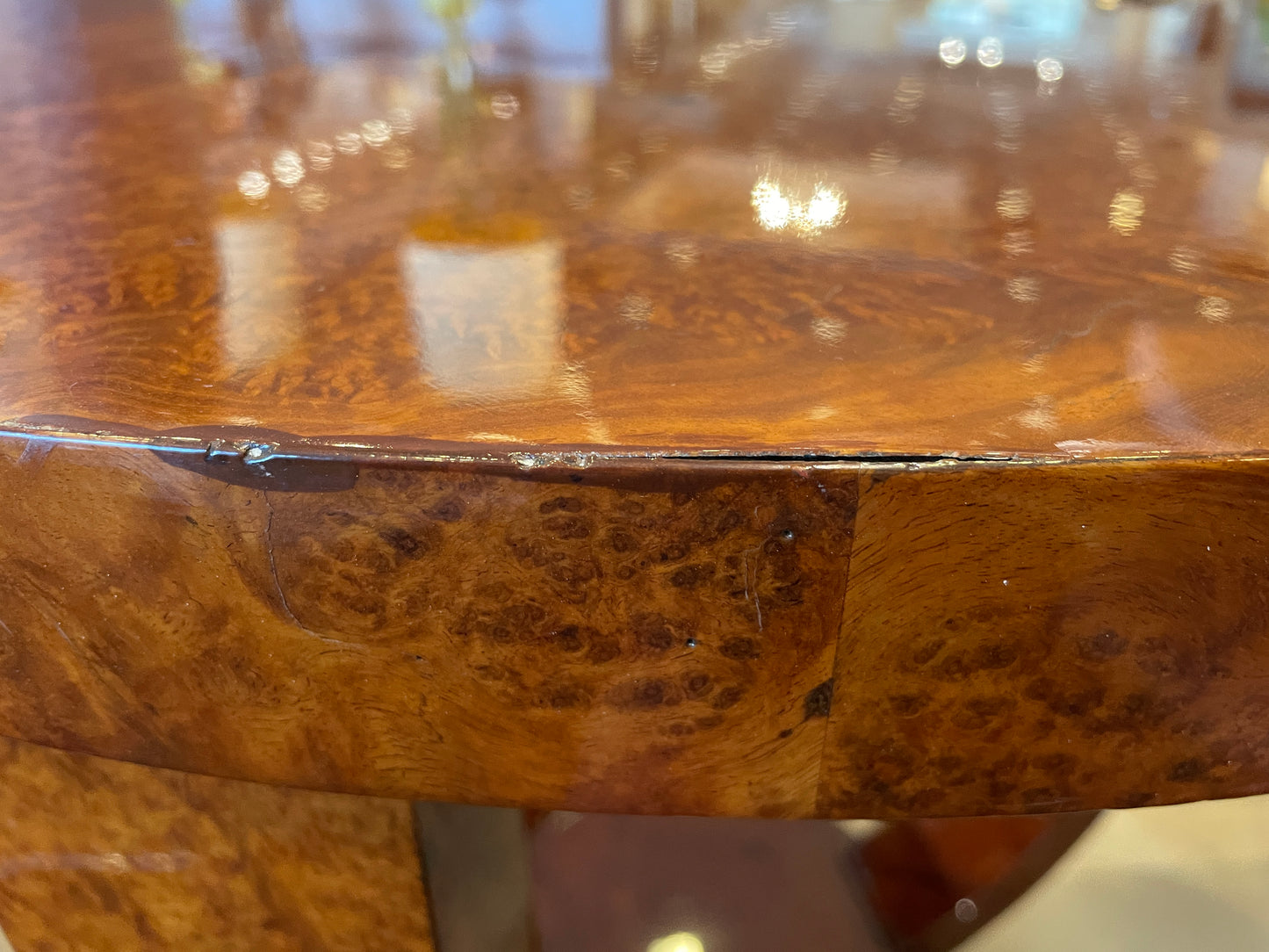 Jules Leleu Style Art Deco Burled Center Table (0KP00T)