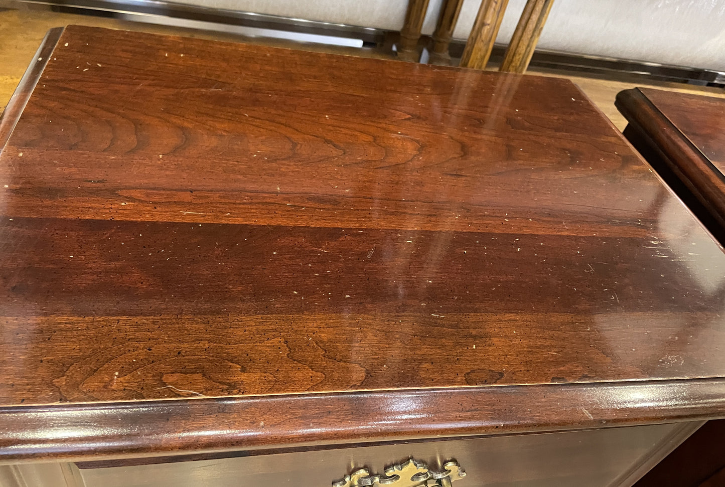 Chippendale Mahogany Three Drawer Nightstand, AS IS (0KC004)