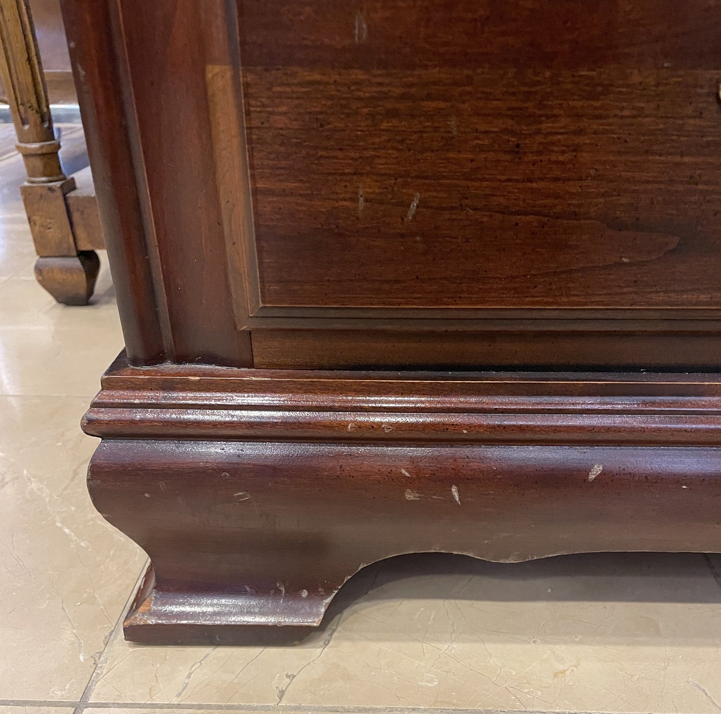 Chippendale Mahogany Three Drawer Nightstand, AS IS (0KC004)