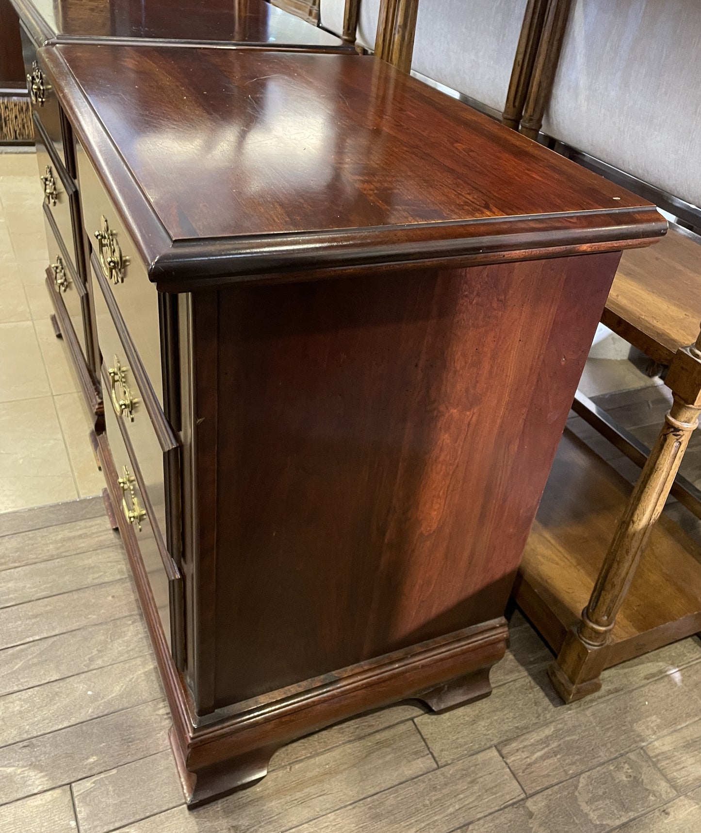 Chippendale Mahogany Three Drawer Nightstand, AS IS (0KC005)