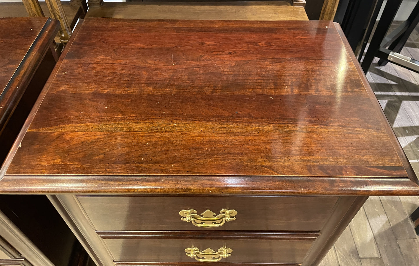 Chippendale Mahogany Three Drawer Nightstand, AS IS (0KC005)