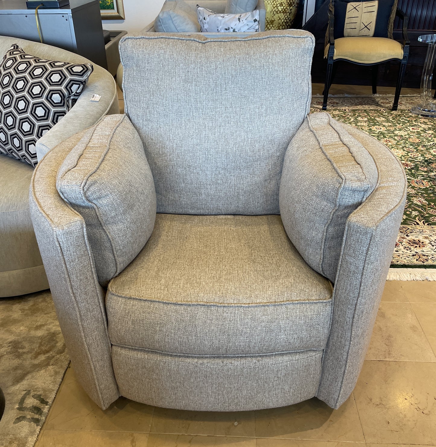 Rounded Swivel Recliner in Gray (Two available 0NX00A, 0NX00B)