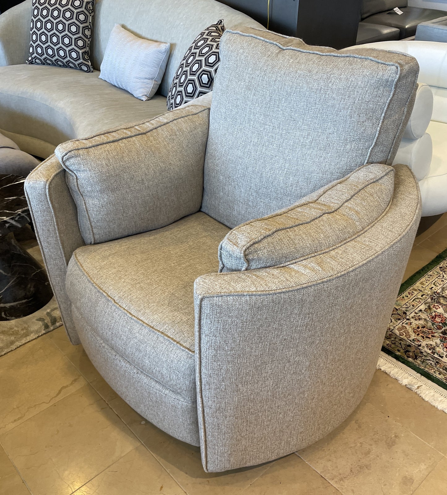 Rounded Swivel Recliner in Gray (Two available 0NX00A, 0NX00B)