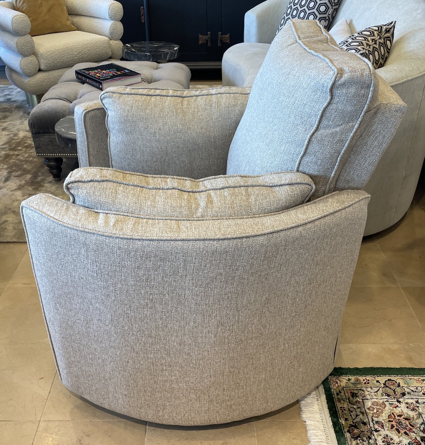 Rounded Swivel Recliner in Gray (Two available 0NX00A, 0NX00B)