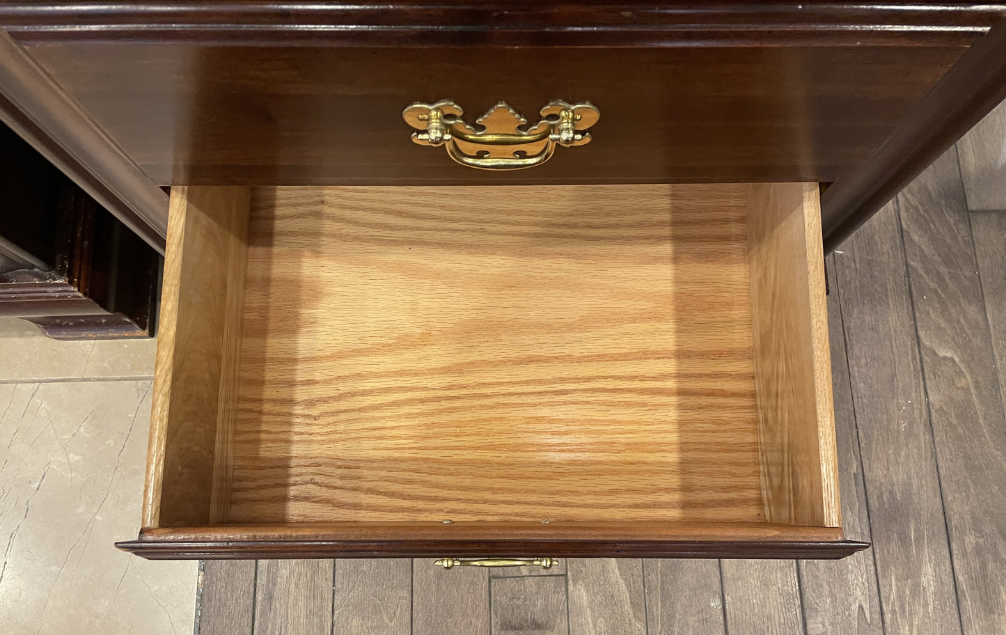 Chippendale Mahogany Three Drawer Nightstand, AS IS (0KC005)