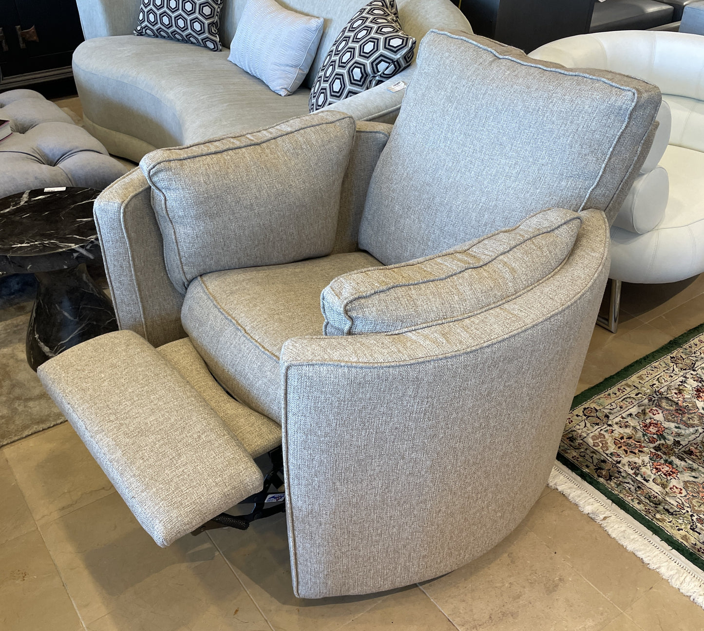 Rounded Swivel Recliner in Gray (Two available 0NX00A, 0NX00B)