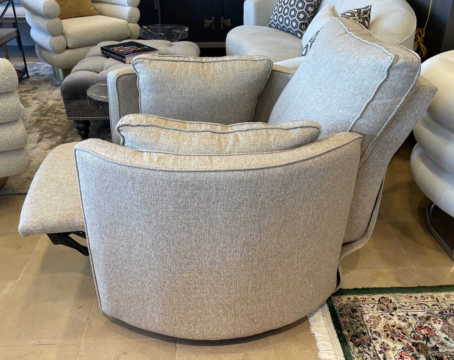 Rounded Swivel Recliner in Gray (Two available 0NX00A, 0NX00B)