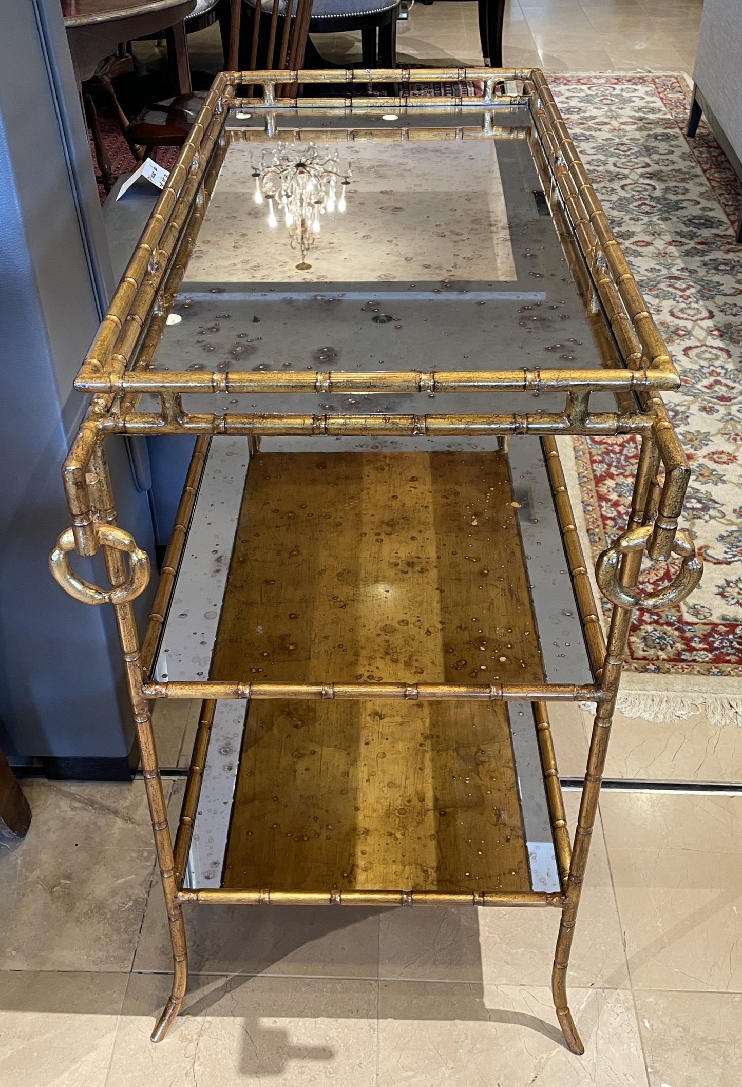 Hollywood Regency Three Tier Mirrored Bar Cart (0KP00V)