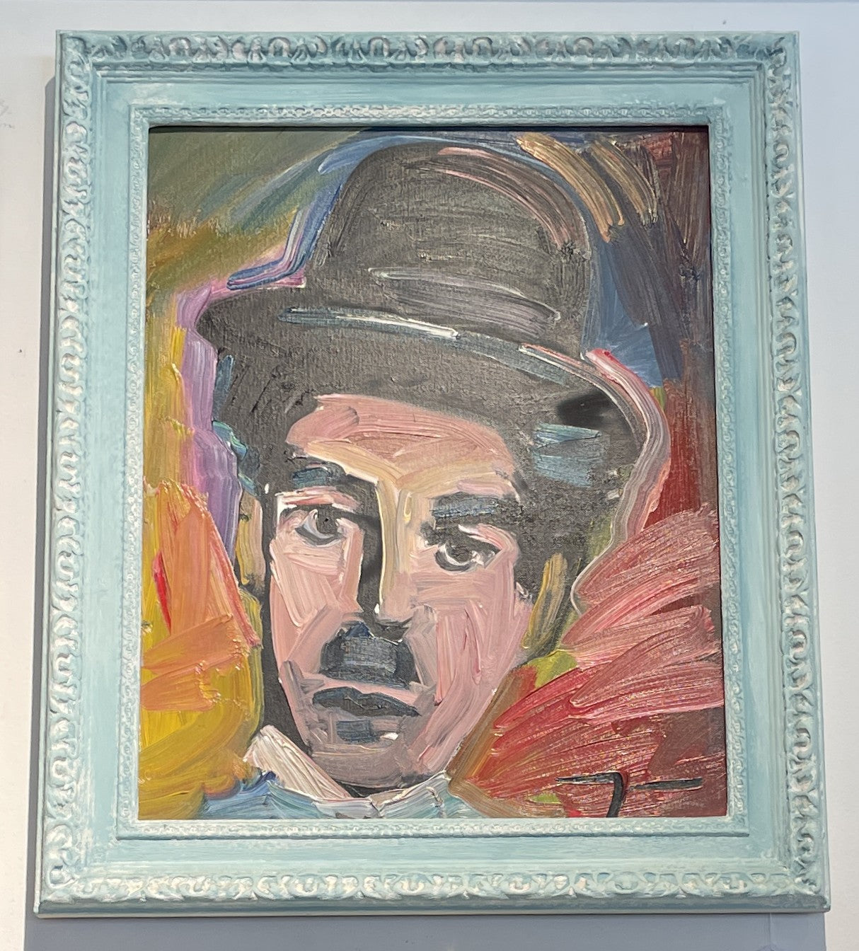 Jose Trujillo "Charlie Chaplin" oil on canvas (0GF00C)
