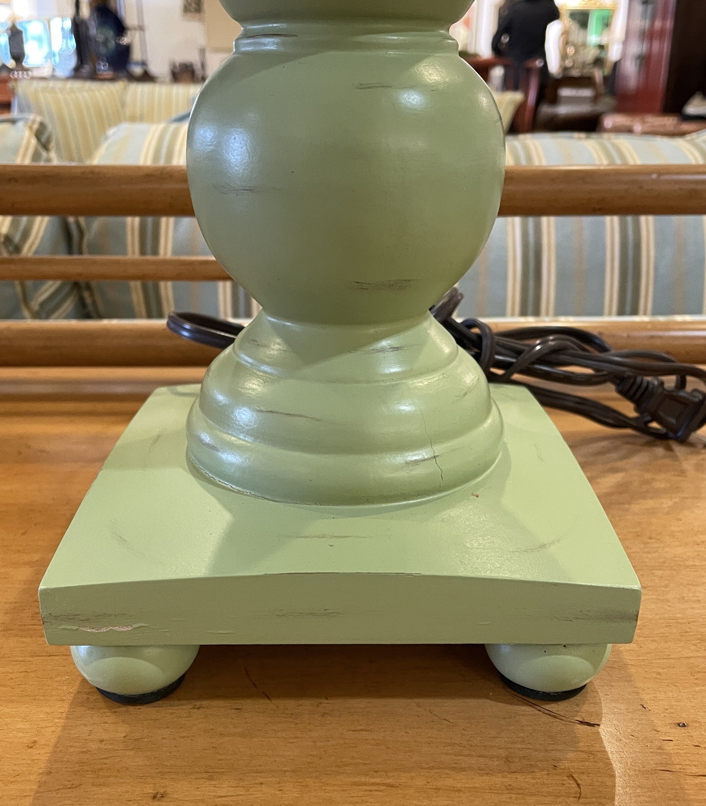 Pair of Shabby Chic Soft Green Candlestick Lamps (0CF002)
