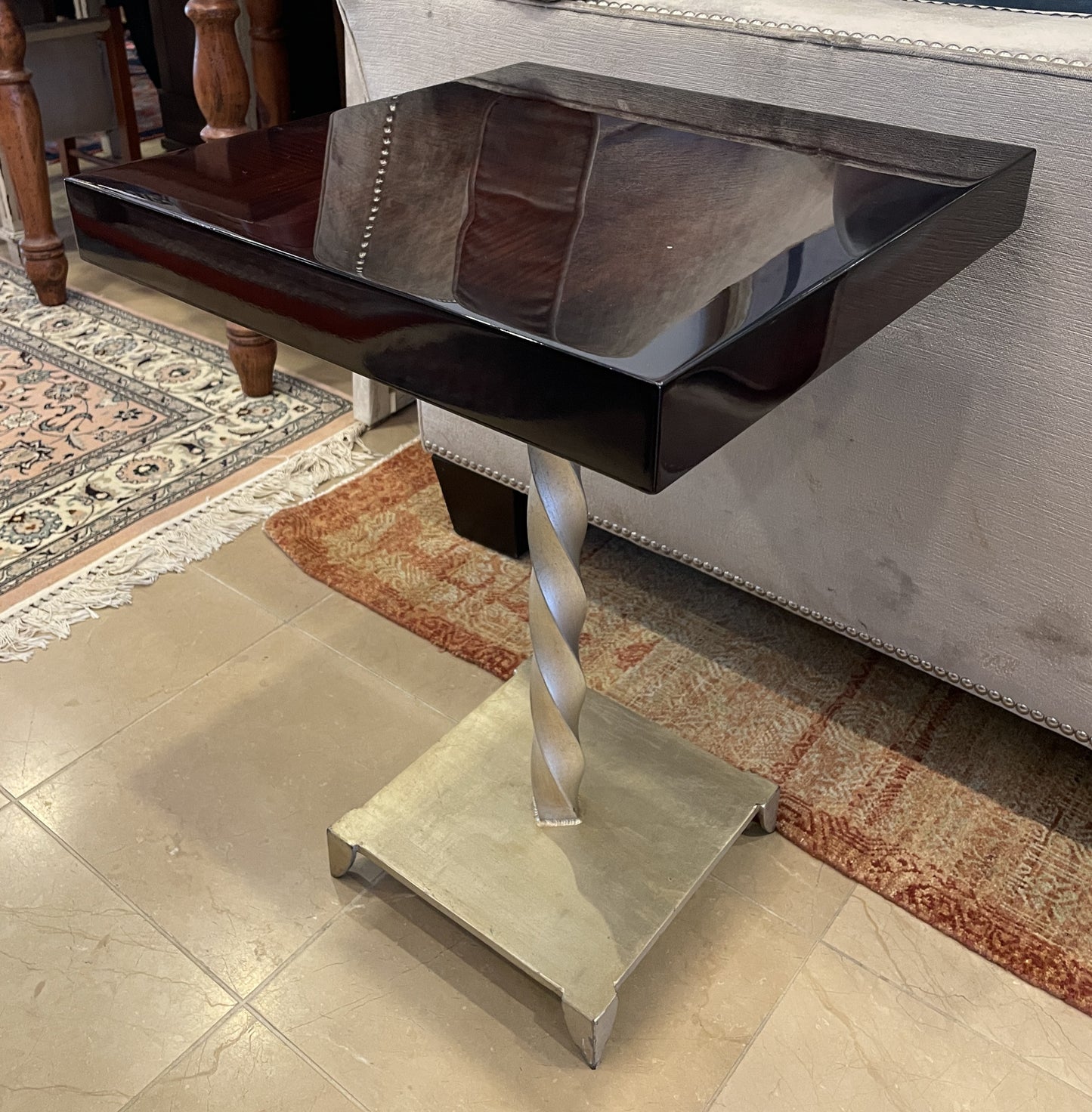 Macassar Ebony and Twisted Gilt Iron Wine Table (0KP011)