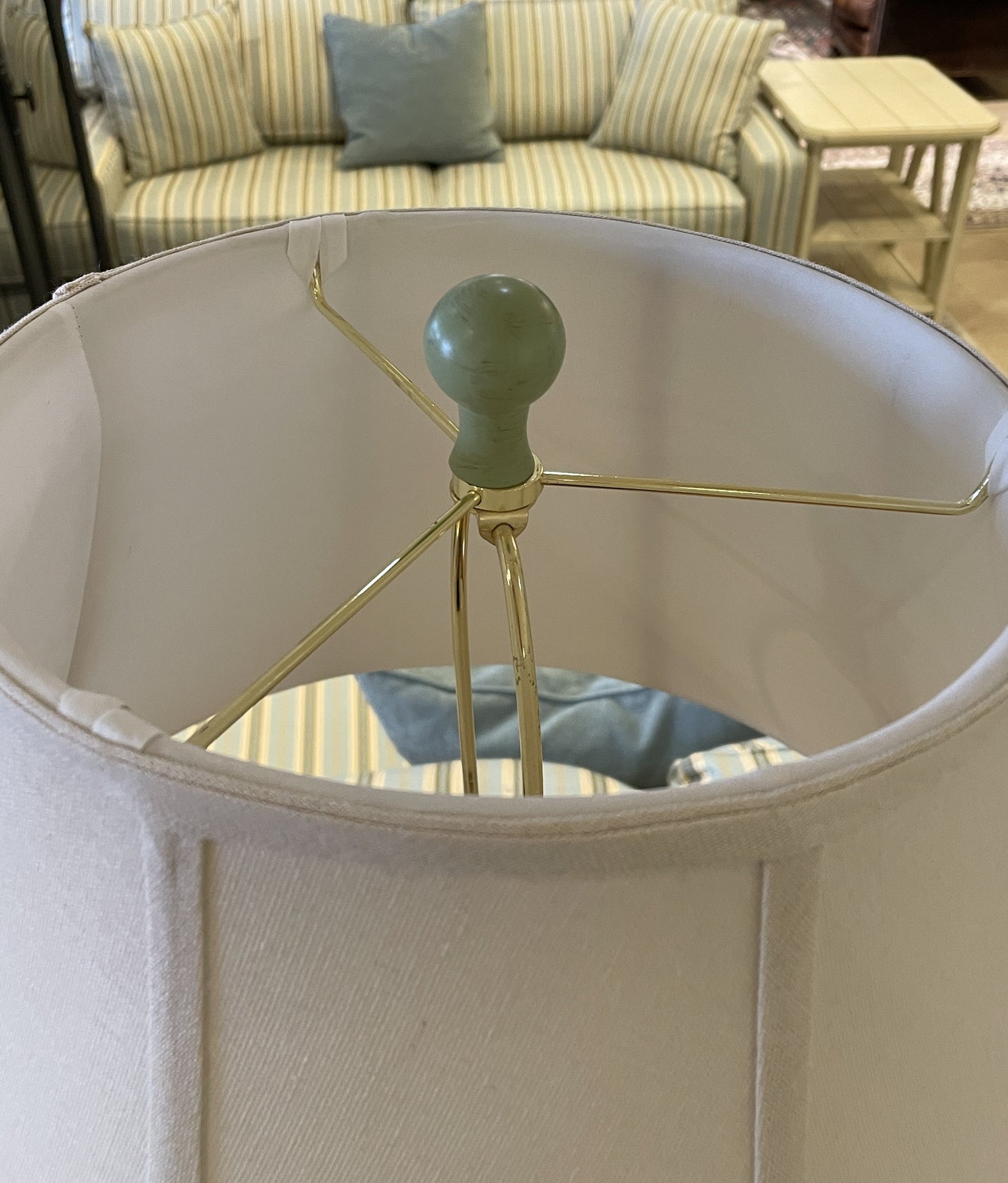 Pair of Shabby Chic Soft Green Candlestick Lamps (0CF002)