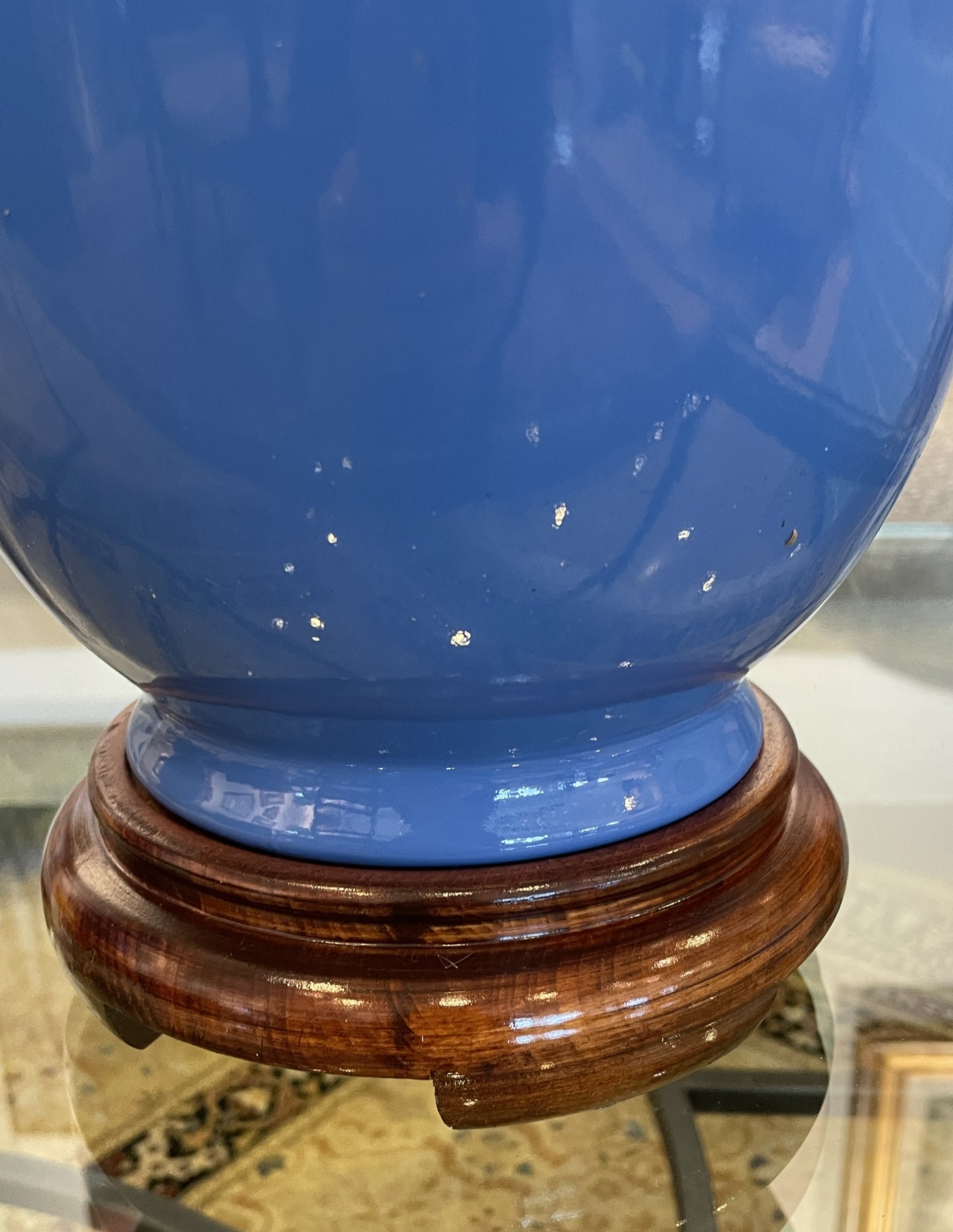 Pair of Asian Blue Urn Table Lamps (0CF001)