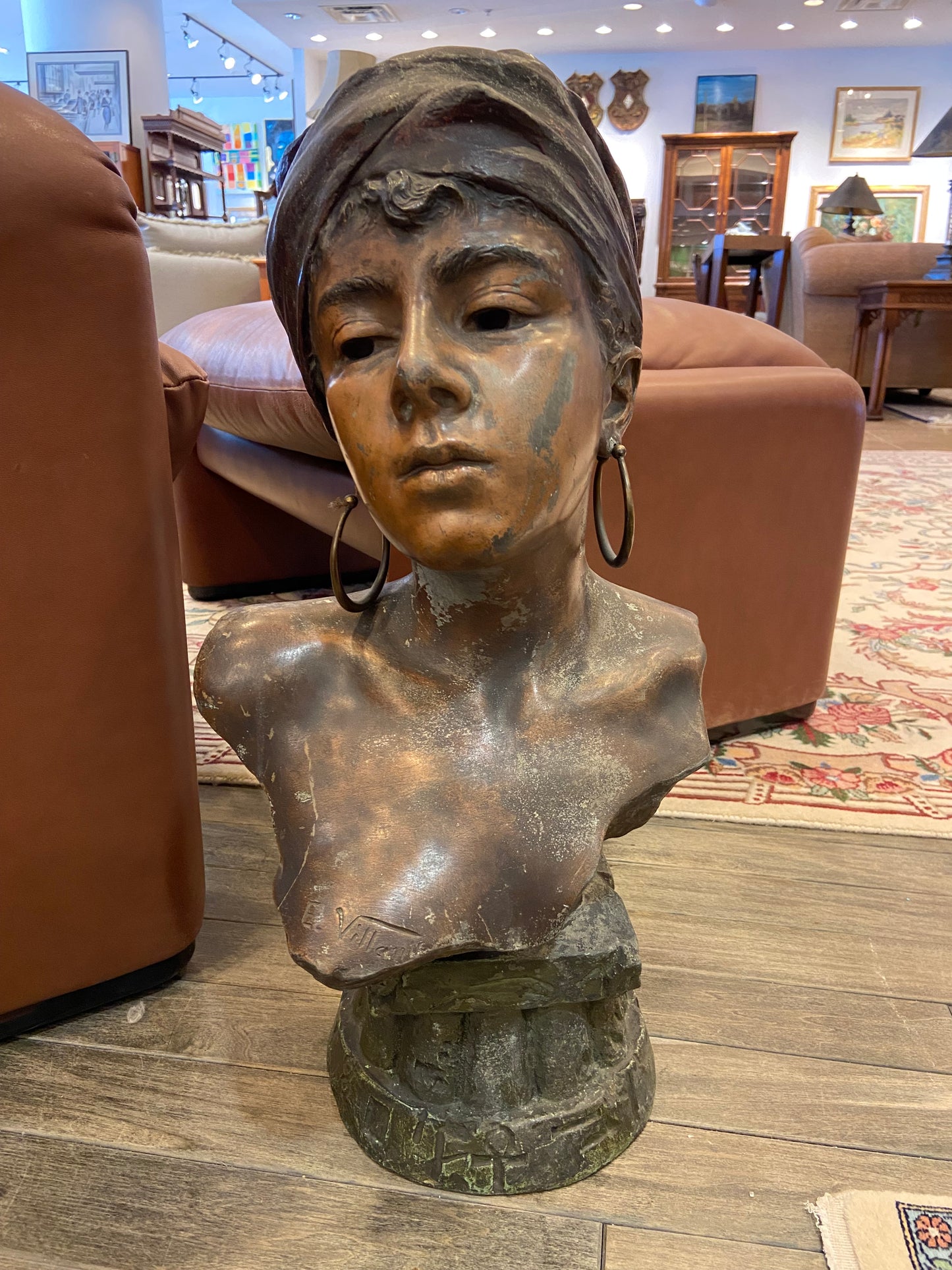 Emmanuel Villanis Bronze Bust of Oriental Woman (27277)
