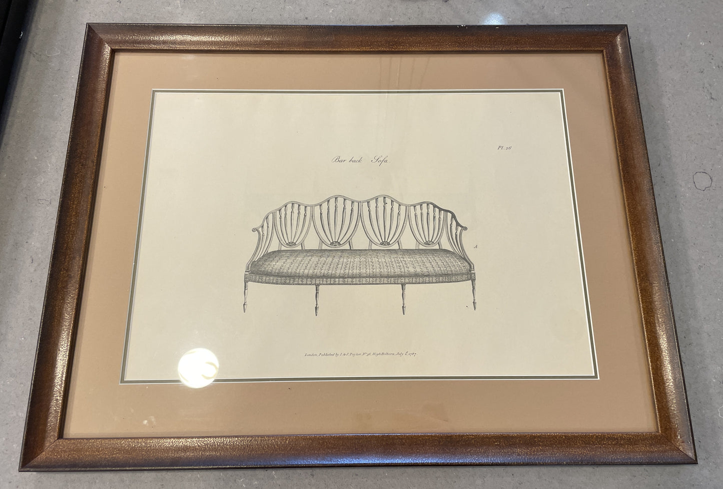 I&J Taylor Copperplate Folio Reproduction Print, Bar Back Sofa (03T009)