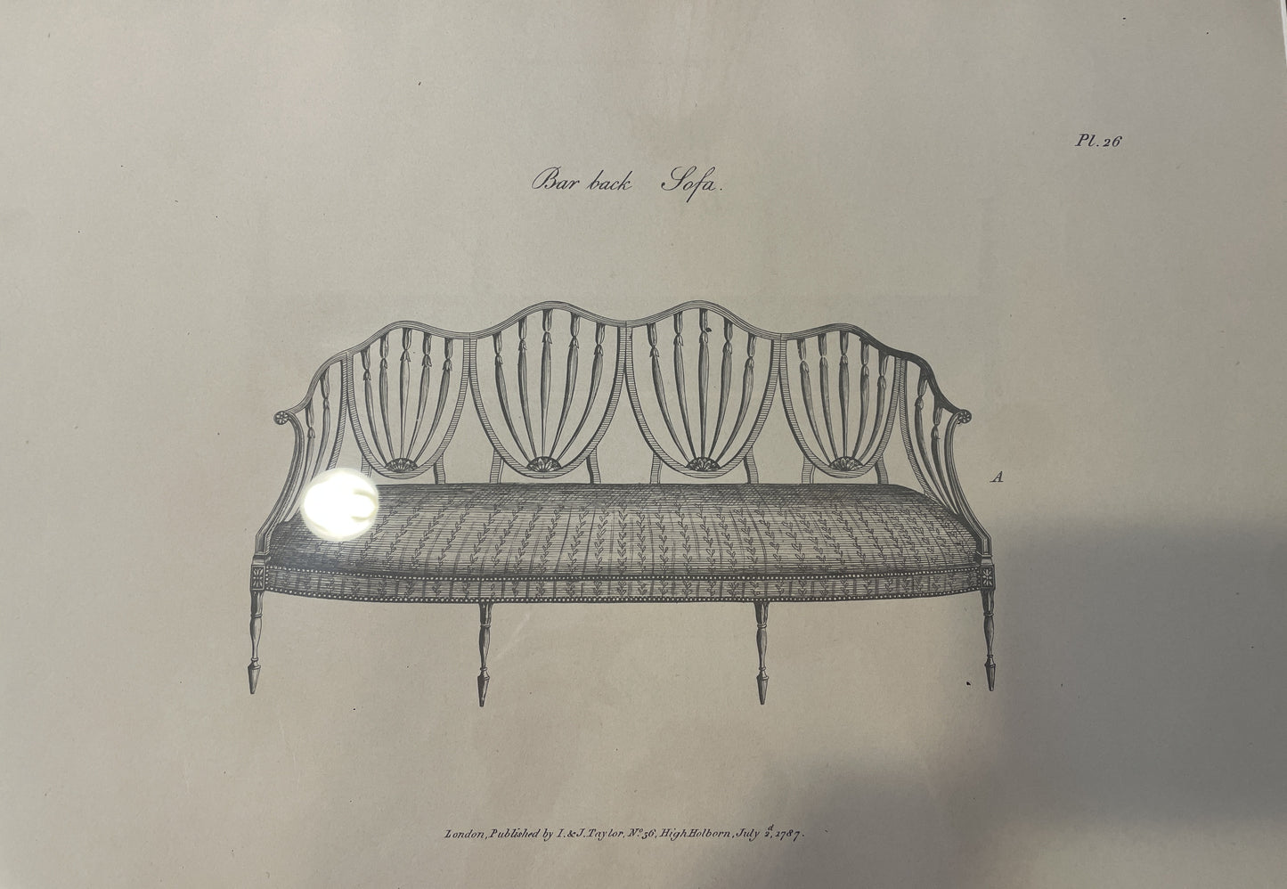 I&J Taylor Copperplate Folio Reproduction Print, Bar Back Sofa (03T009)