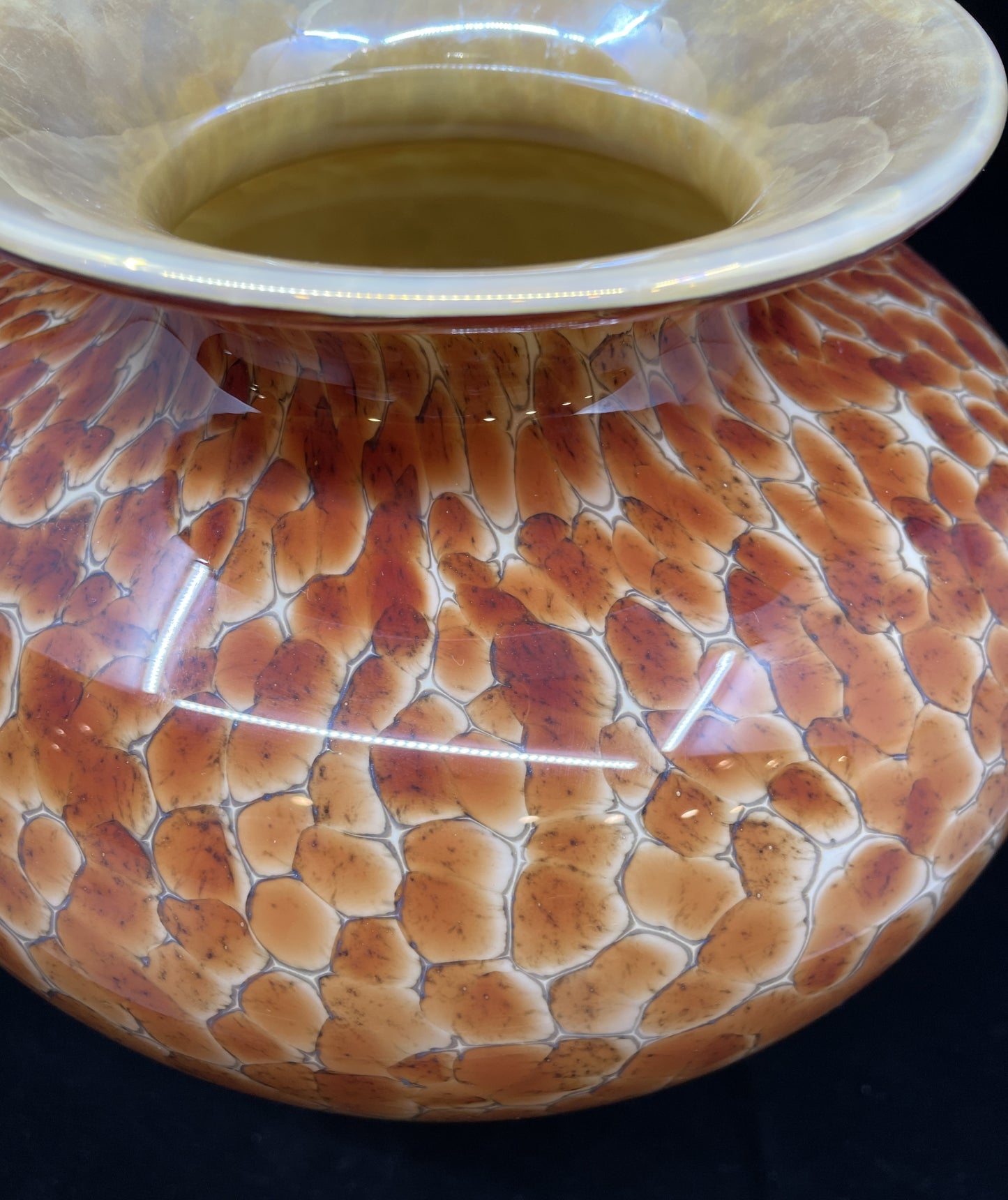 Cohn-Stone Tortoise Shell Glass Vase, Signed (0KC00E)