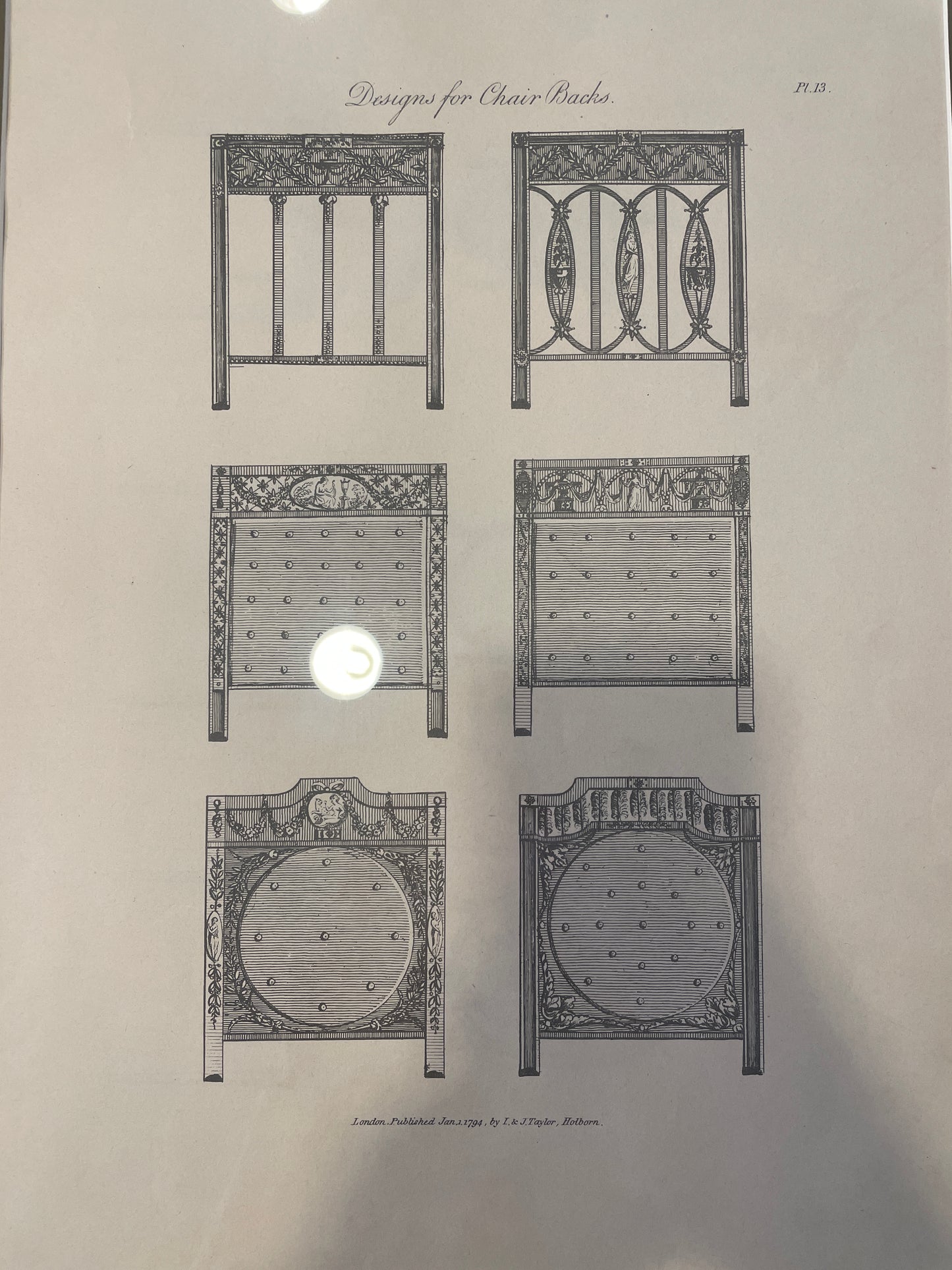 I&J Taylor Copperplate Folio Reproduction Print, Chair Backs (03T00C)