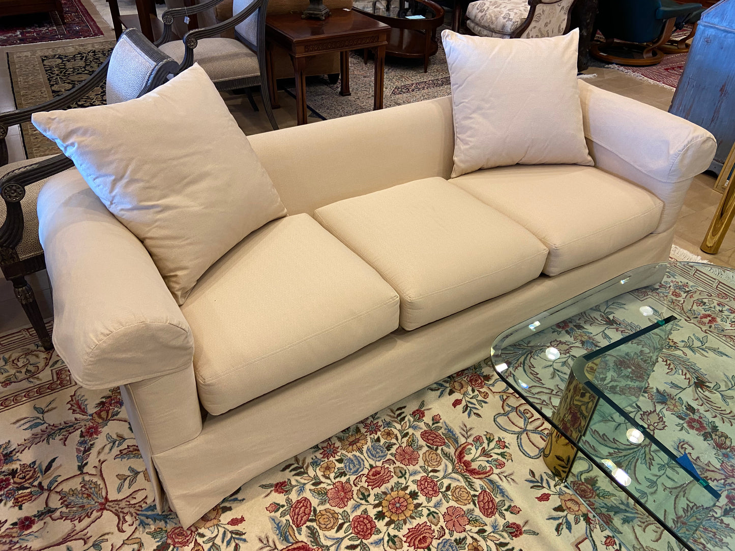 Custom Three Cushion Off White Sofa (27293)
