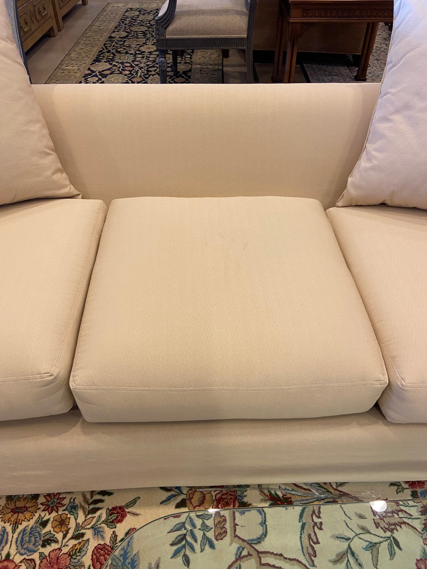 Custom Three Cushion Off White Sofa (27293)