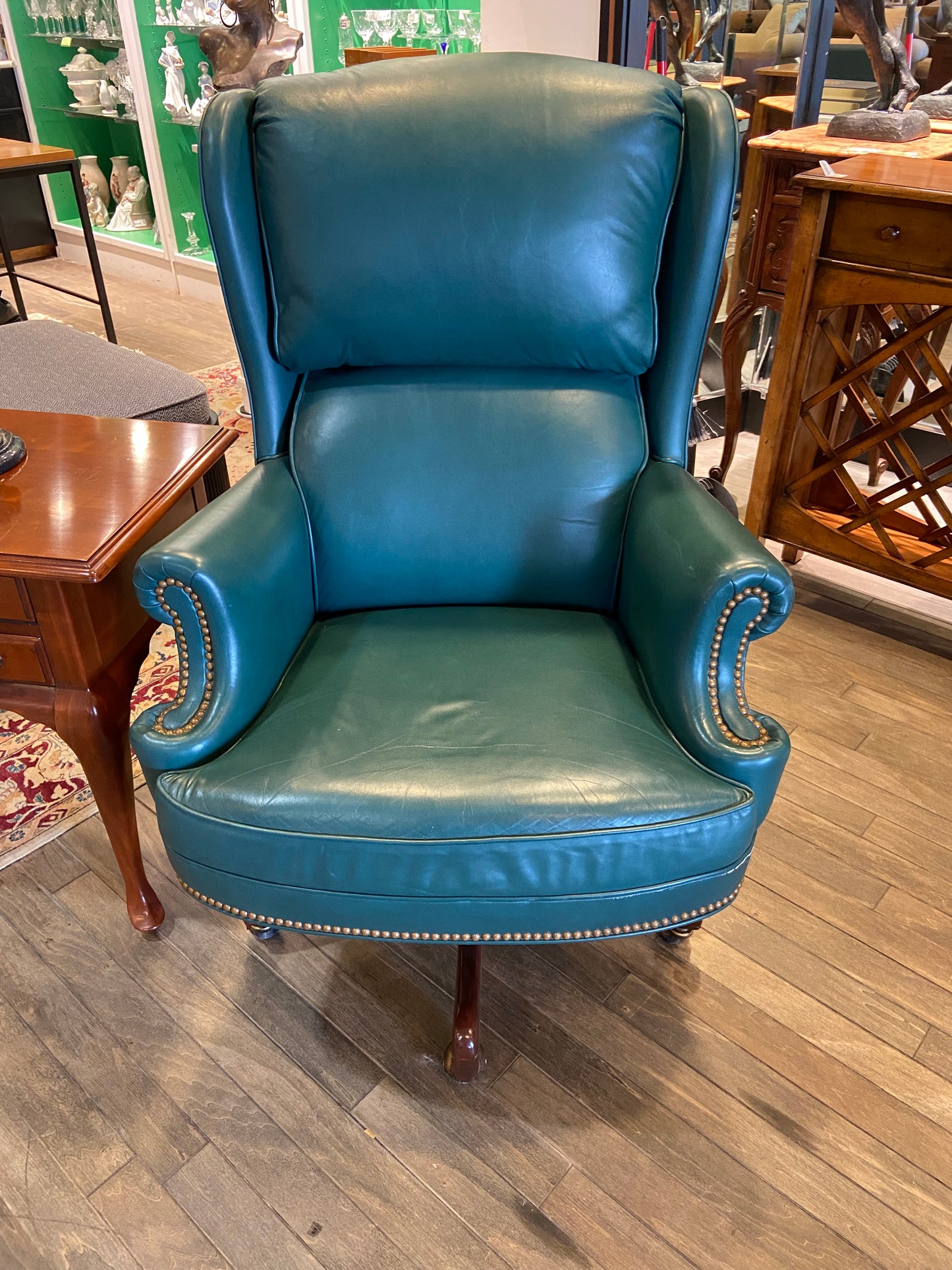 Hancock and Moore Green Leather Office Chair (27304)