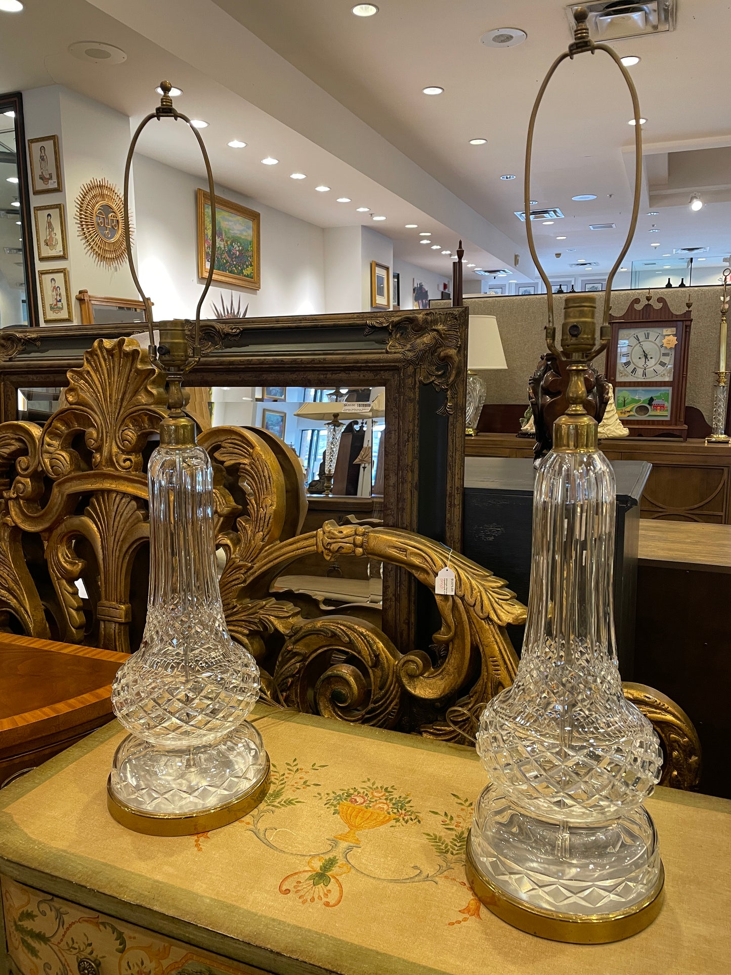 1950's Extra Tall Waterford Lamps, a Pair AS IS (0KE002)