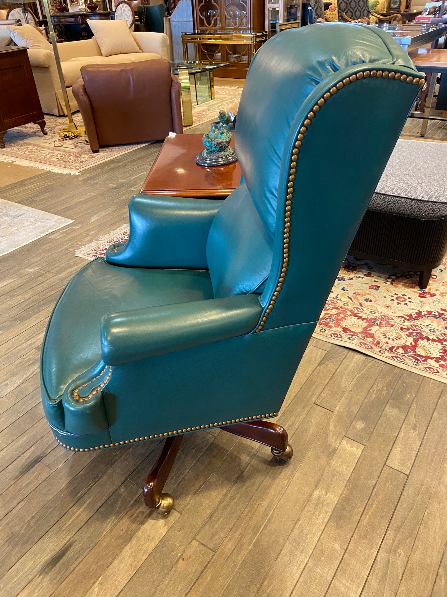 Hancock and Moore Green Leather Office Chair (27304)
