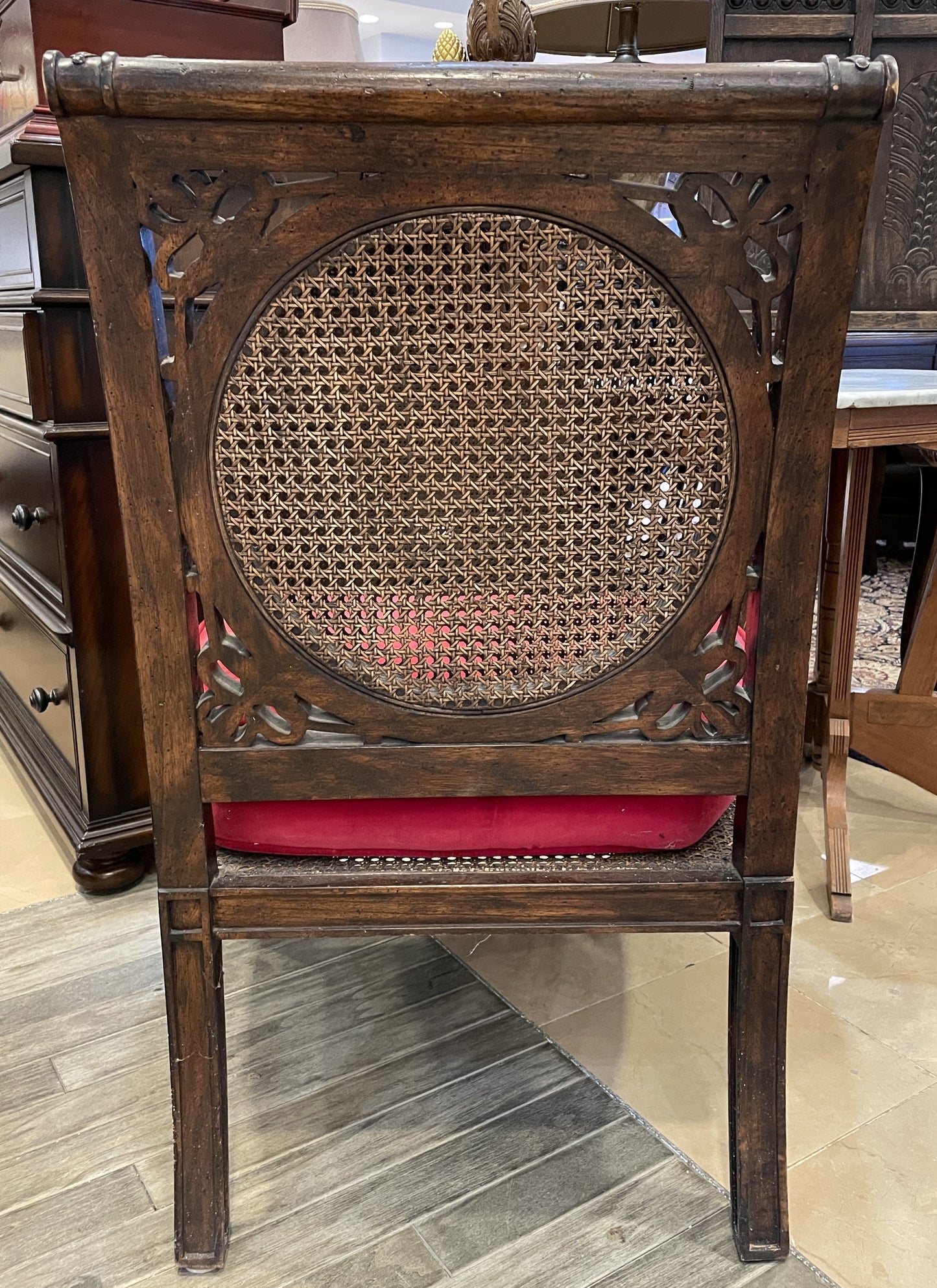 Caned Back Chair in Red Velvet AS IS (0AS002)