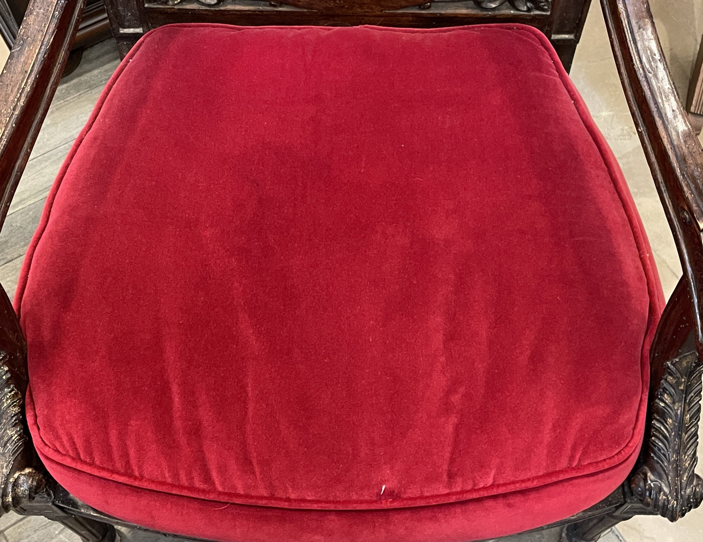 Caned Back Chair in Red Velvet AS IS (0AS002)