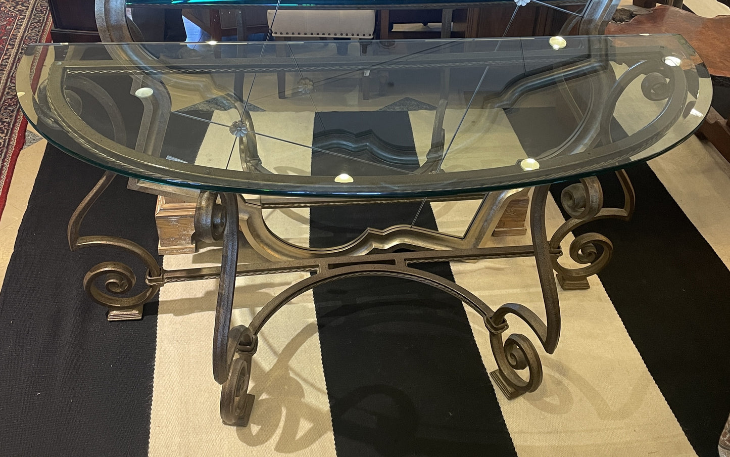Iron and Glass Demilune Console (0KF00N)