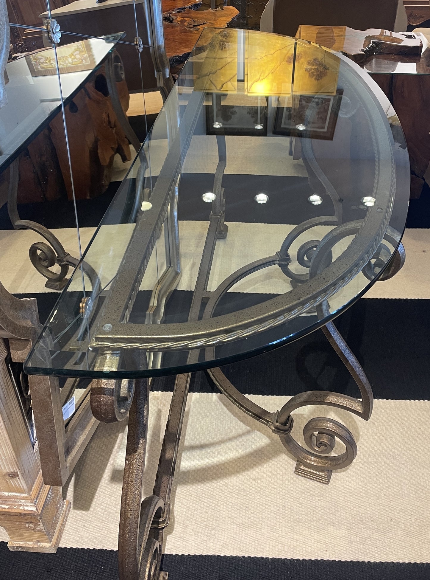 Iron and Glass Demilune Console (0KF00N)