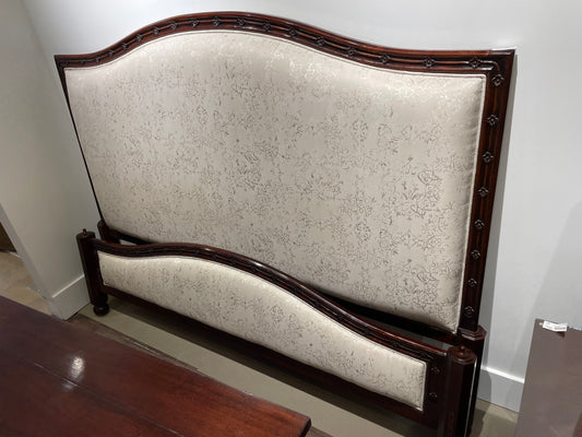 King Size Upholstered Bed with Mahogany Frame