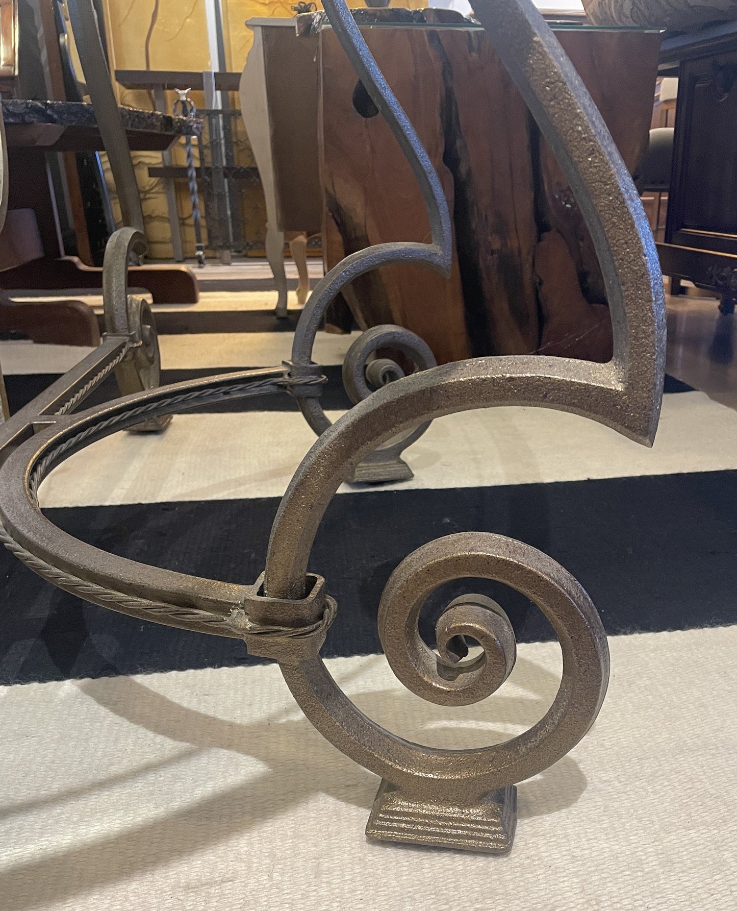 Iron and Glass Demilune Console (0KF00N)