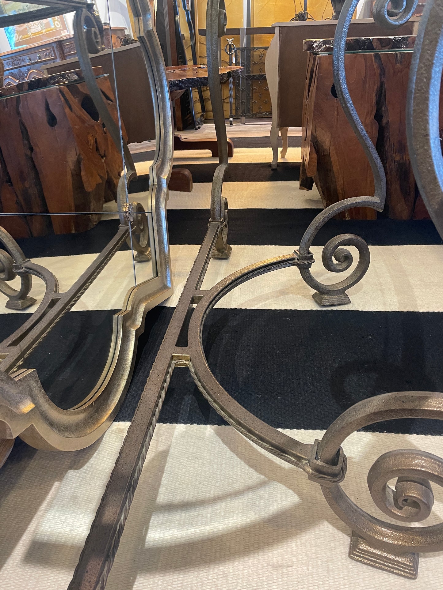 Iron and Glass Demilune Console (0KF00N)