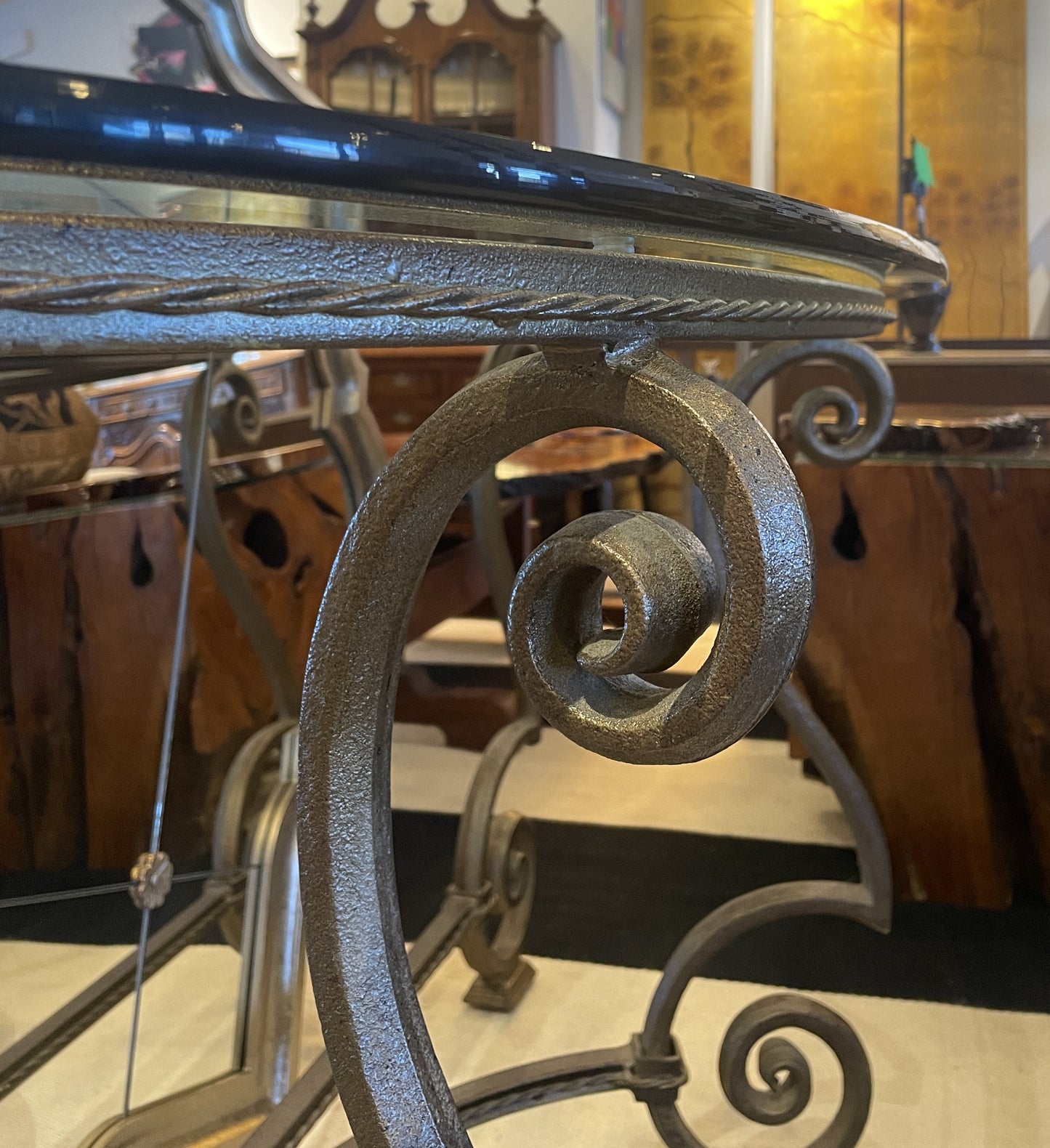 Iron and Glass Demilune Console (0KF00N)