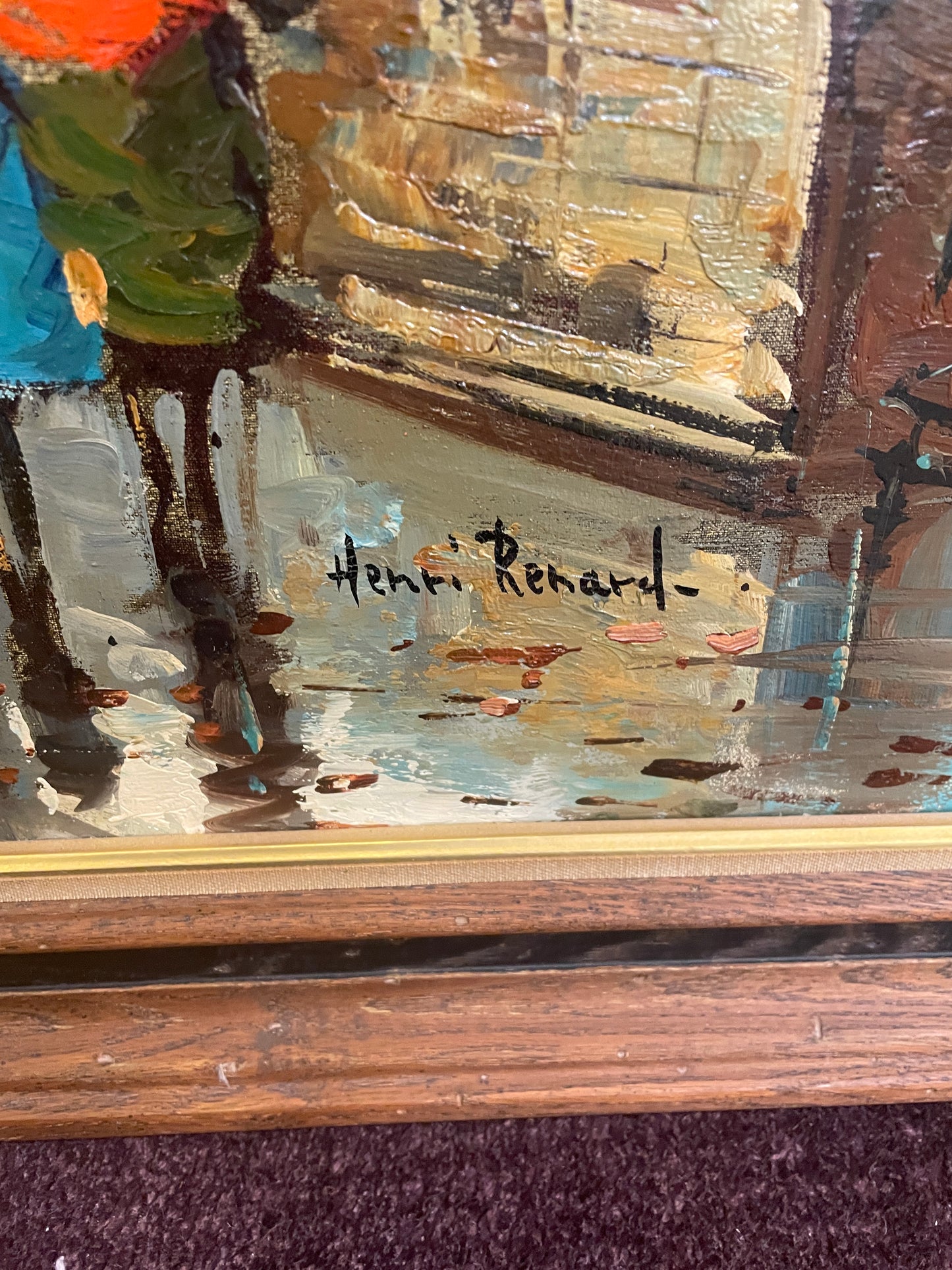 Henri Renard Oil on Canvas-Parisian street scene (0O1002)
