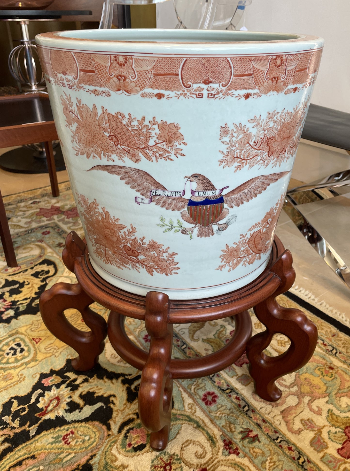 Chinese Export Fitzhugh Armorial Planter in Orange with Stand (0O4003)