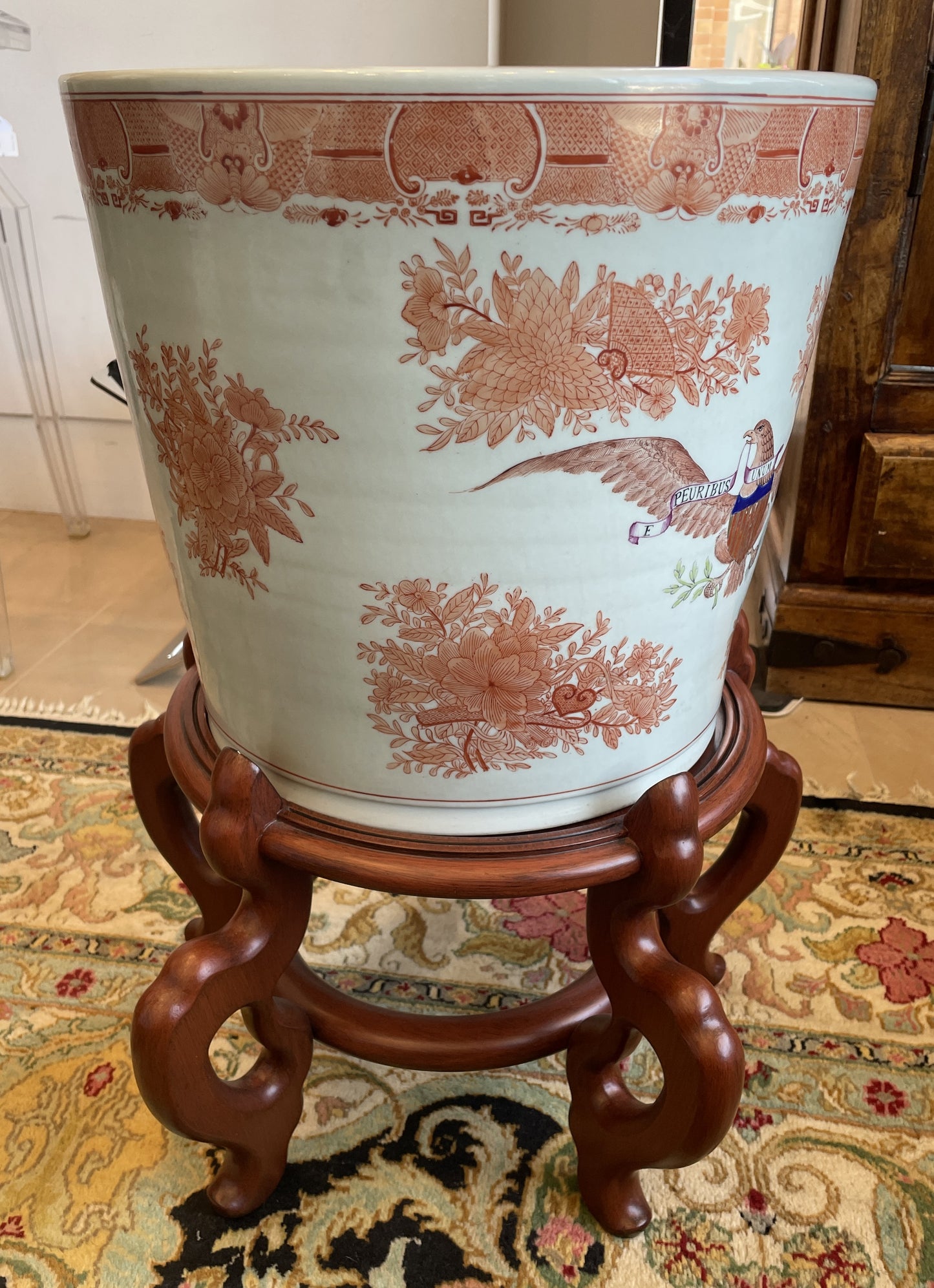 Chinese Export Fitzhugh Armorial Planter in Orange with Stand (0O4003)