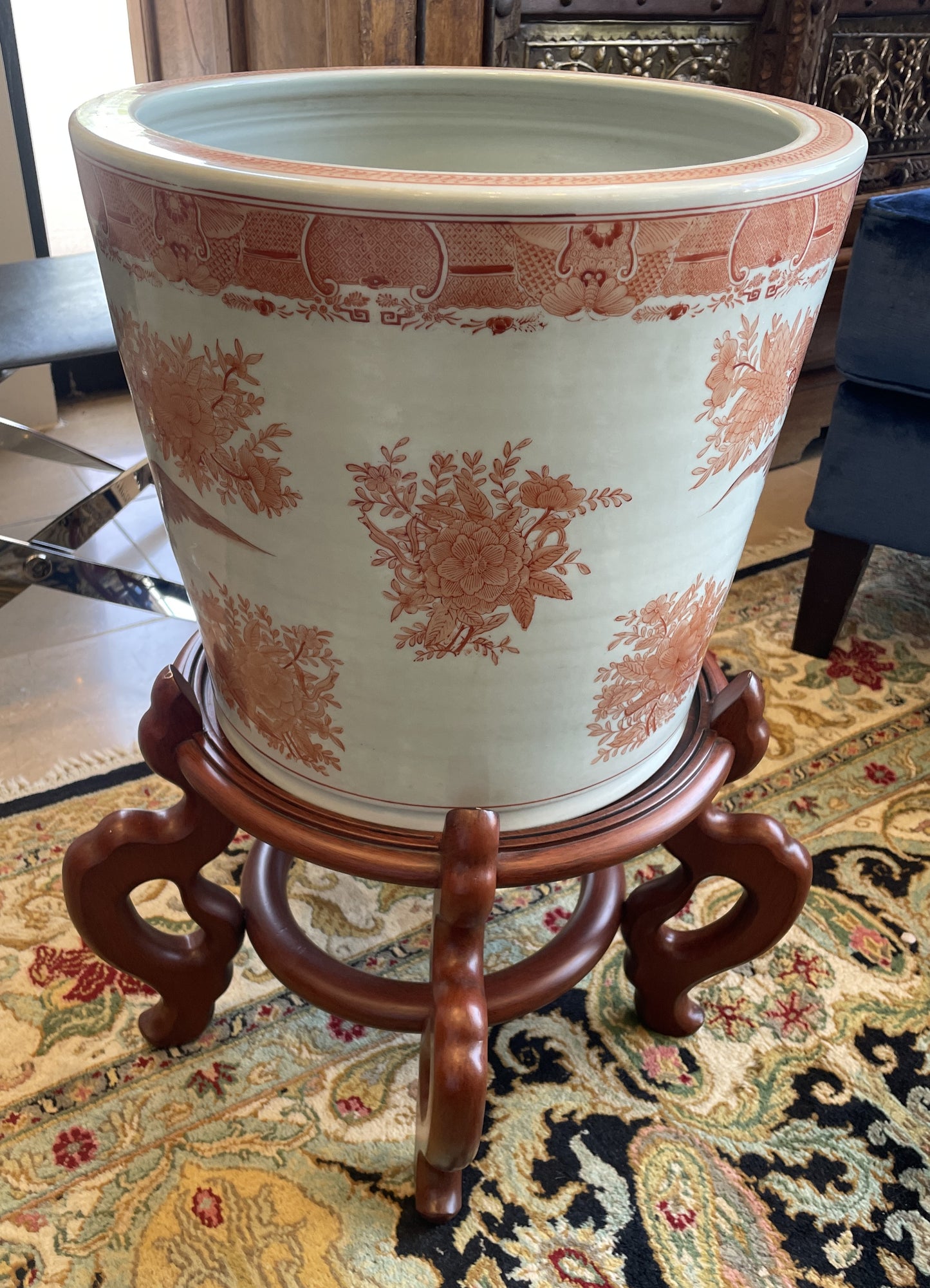 Chinese Export Fitzhugh Armorial Planter in Orange with Stand (0O4003)